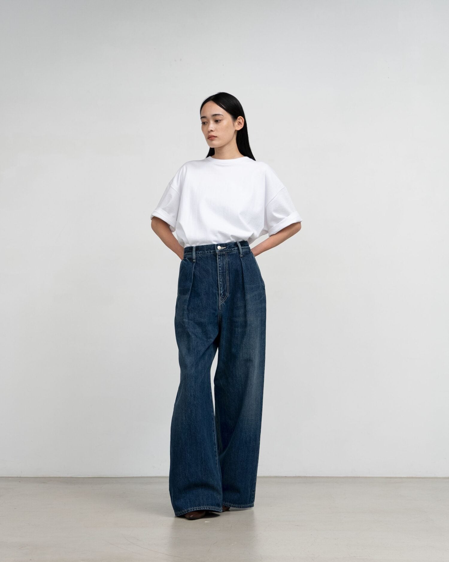 Selvage Denim Two Tuck Wide Pants(DARK FADE)