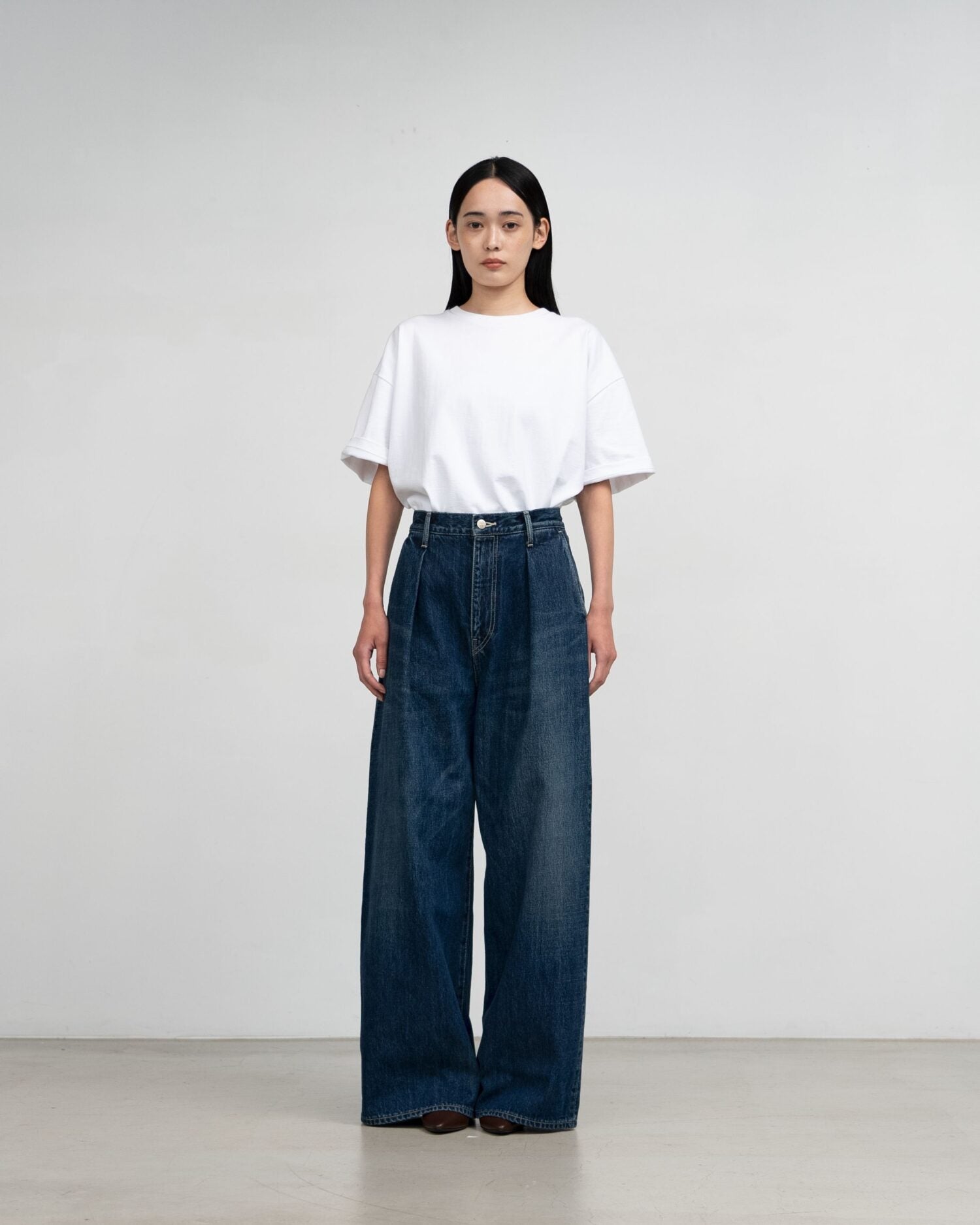 Selvage Denim Two Tuck Wide Pants(DARK FADE)