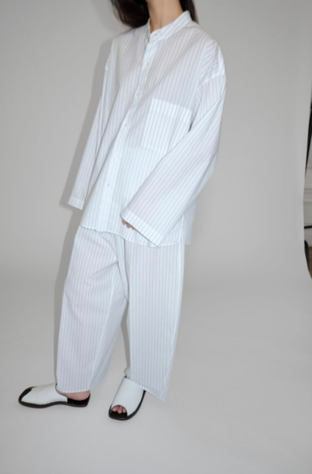 Japanese Cotton Pyjama Shirt（White/Blue.ST）