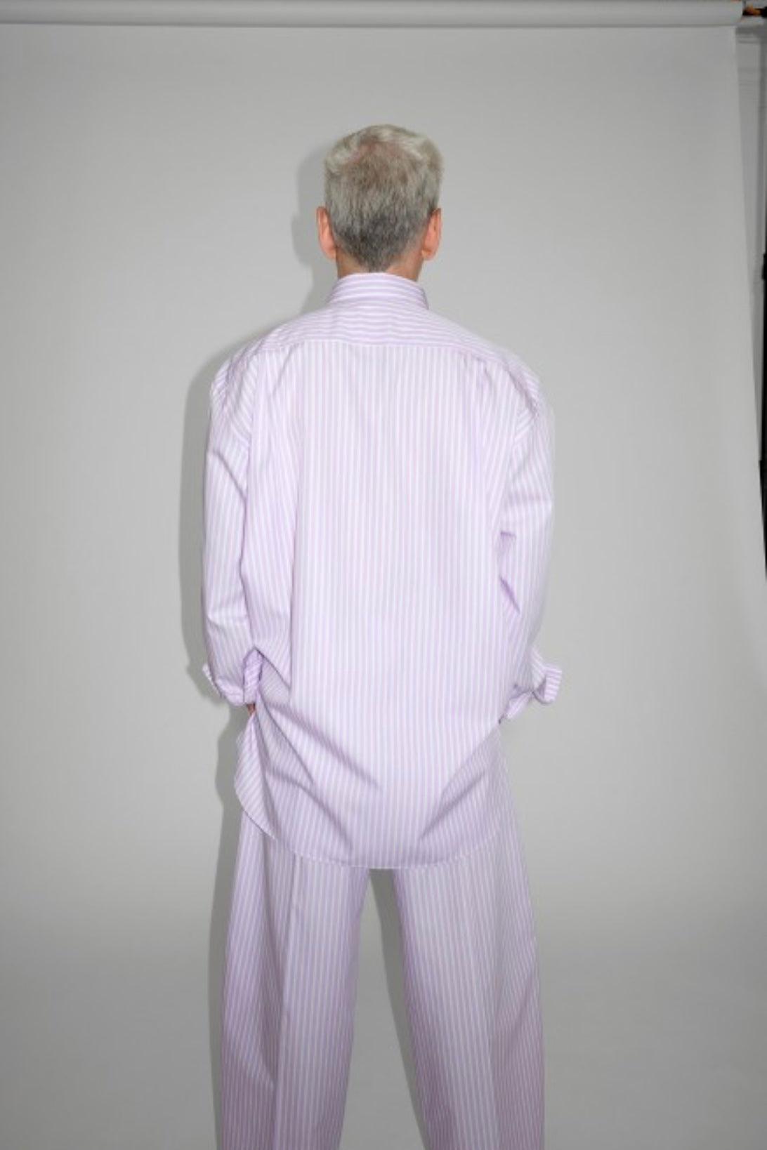 Handmade Men’s Classic Collar Shirt（Mauve/White.ST)