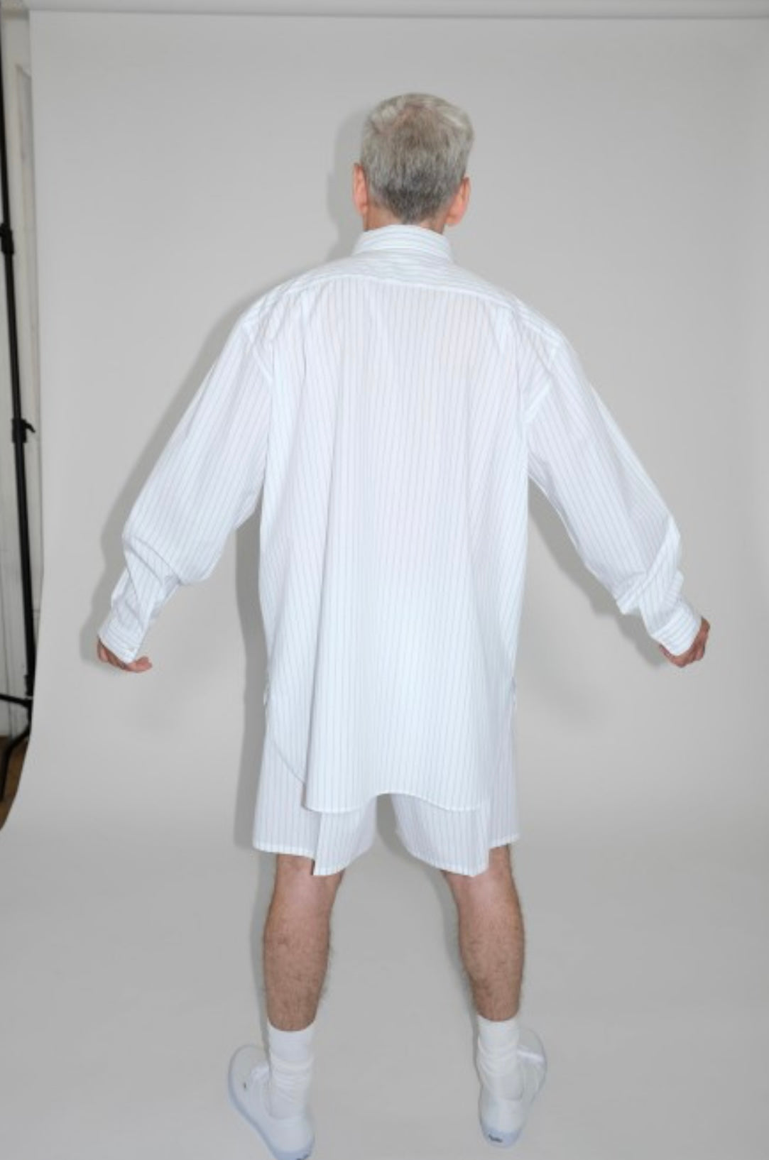 Handmade Men’s Classic Collar Shirt（WHITE/BLUE.ST)