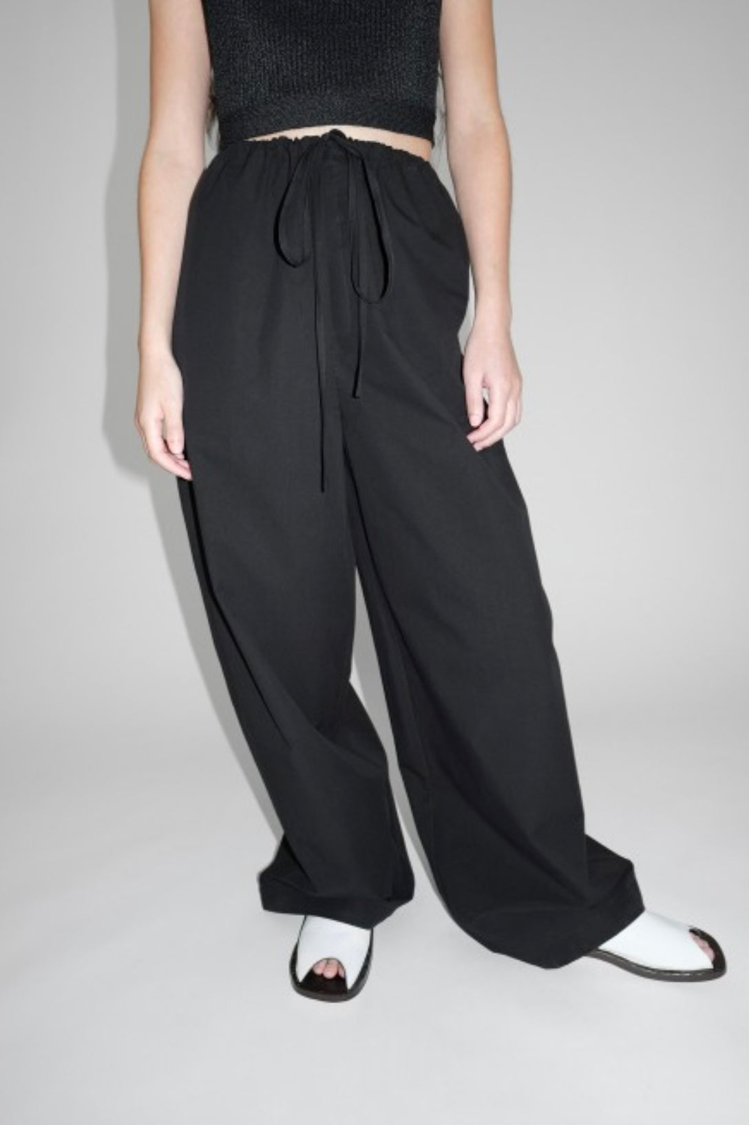 Maxi large pants with drawstrings