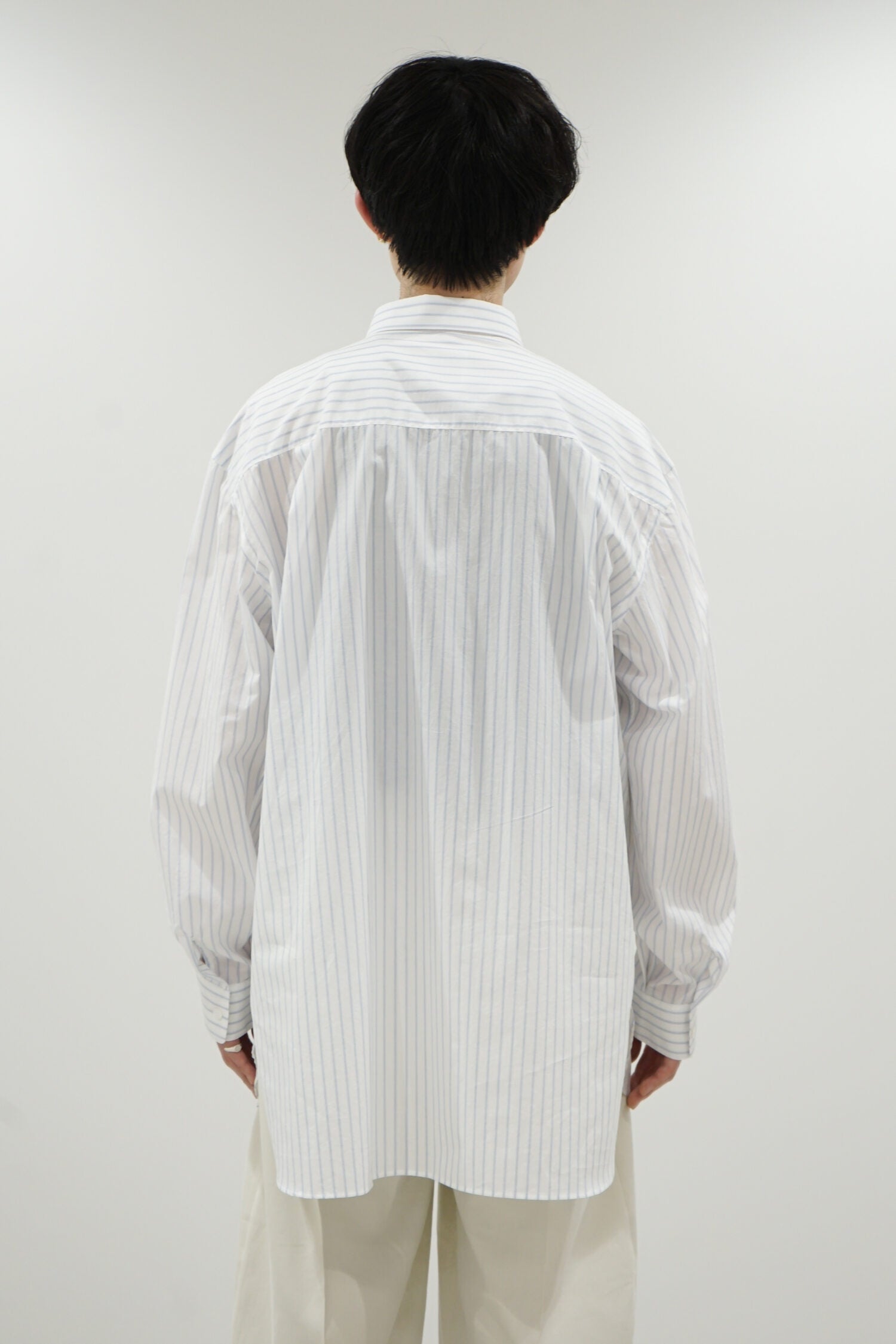 Handmade Men’s Classic Collar Shirt（WHITE/BLUE.ST)