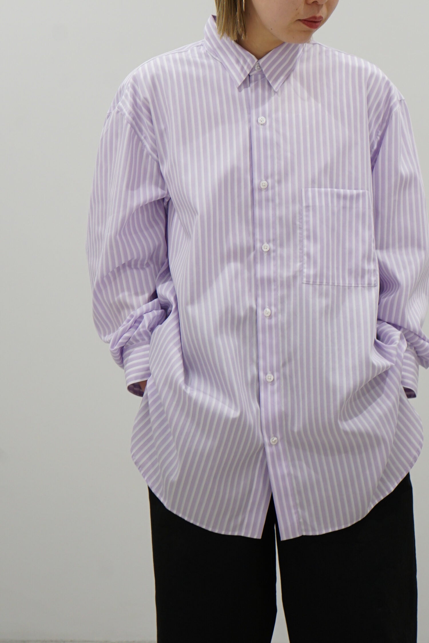 Handmade Men’s Classic Collar Shirt（Mauve/White.ST)