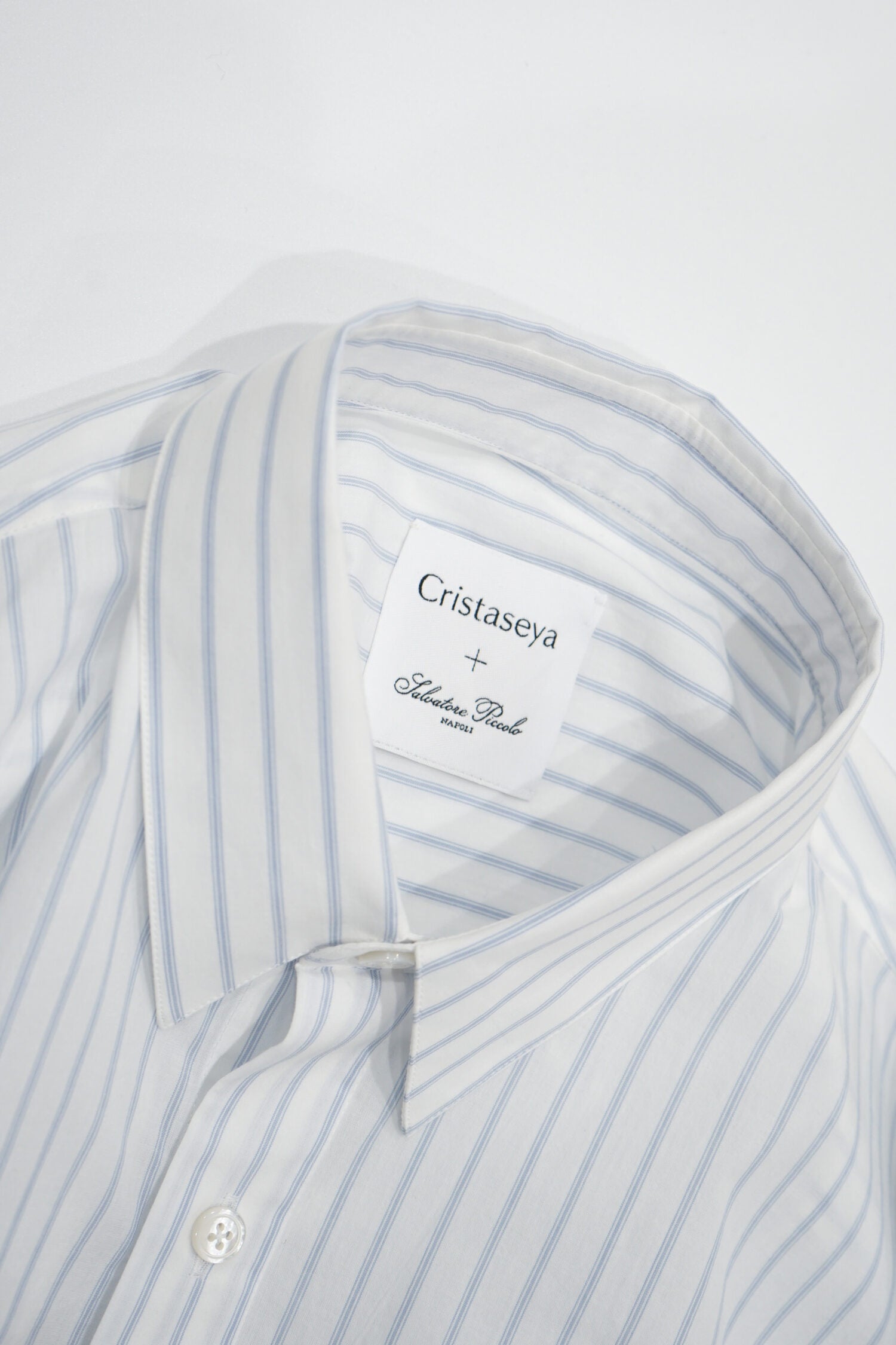 Handmade Men’s Classic Collar Shirt（WHITE/BLUE.ST)