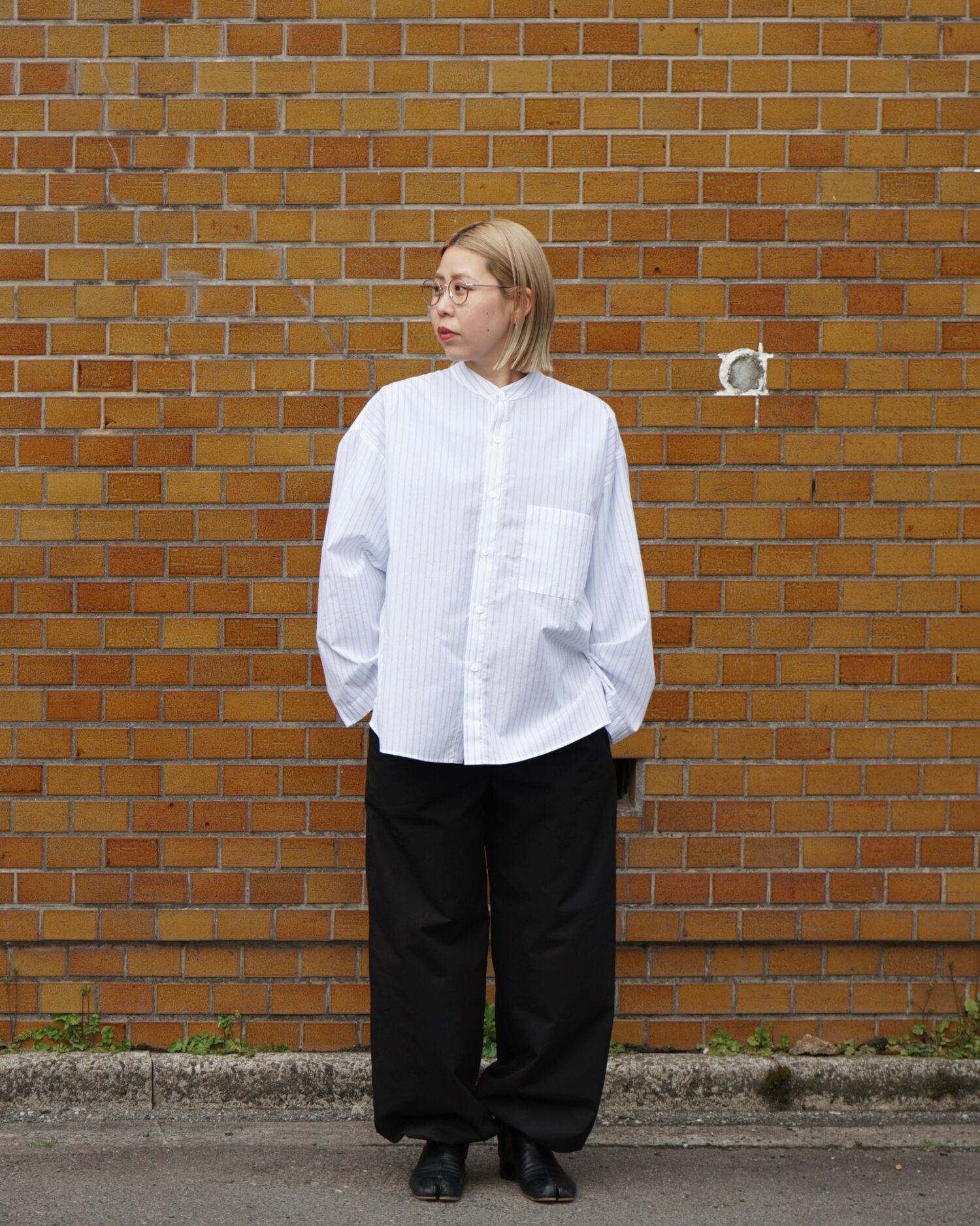 Japanese Cotton Pyjama Shirt（White/Blue.ST）