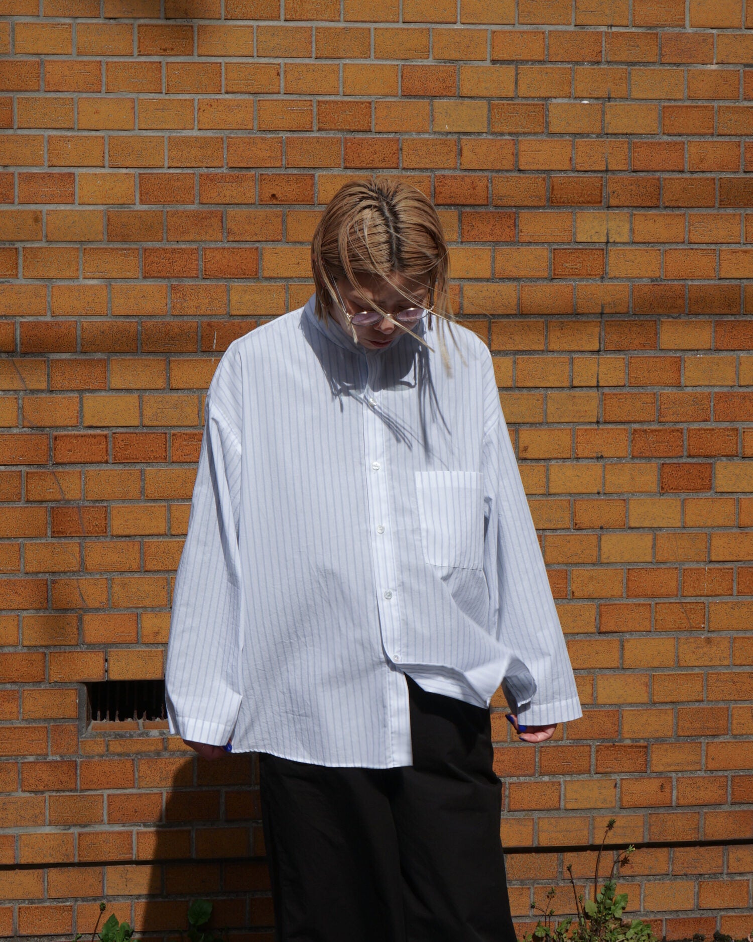 Japanese Cotton Pyjama Shirt（White/Blue.ST）