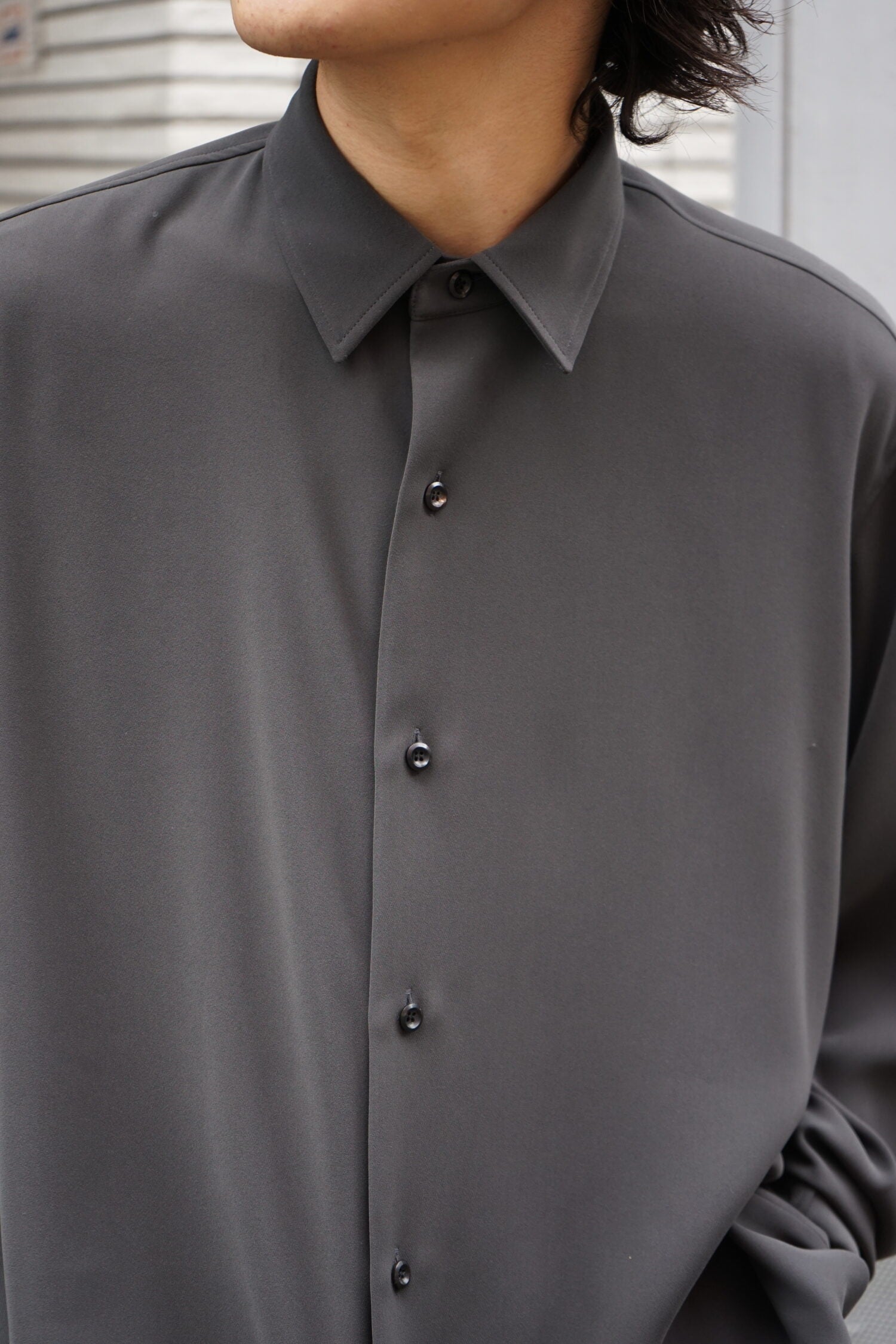REGULAR COLLAR SHIRT - BRUSHED FIBRIL SATAIN