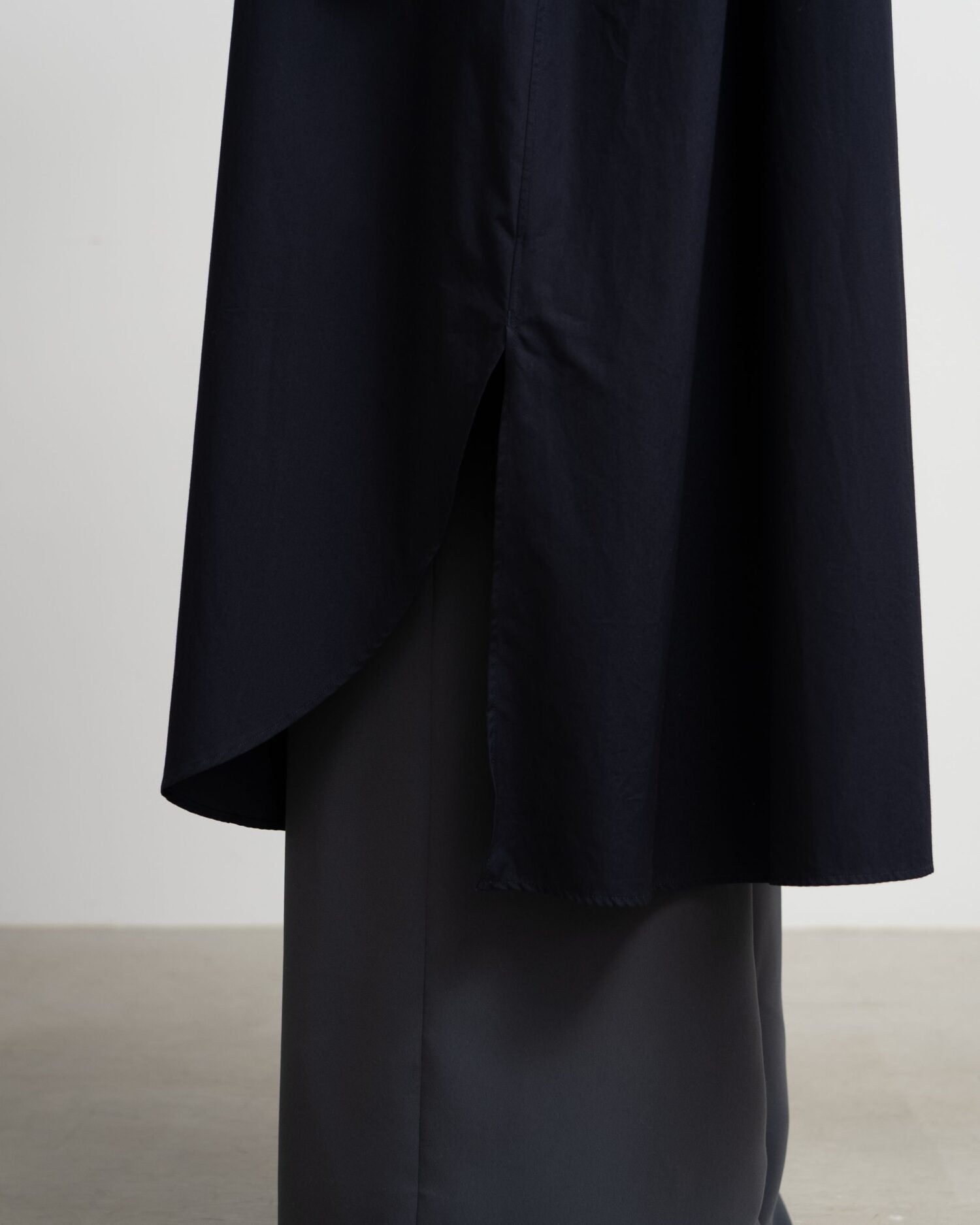 High Count Broad Oversized Band Collar Shirt Dress