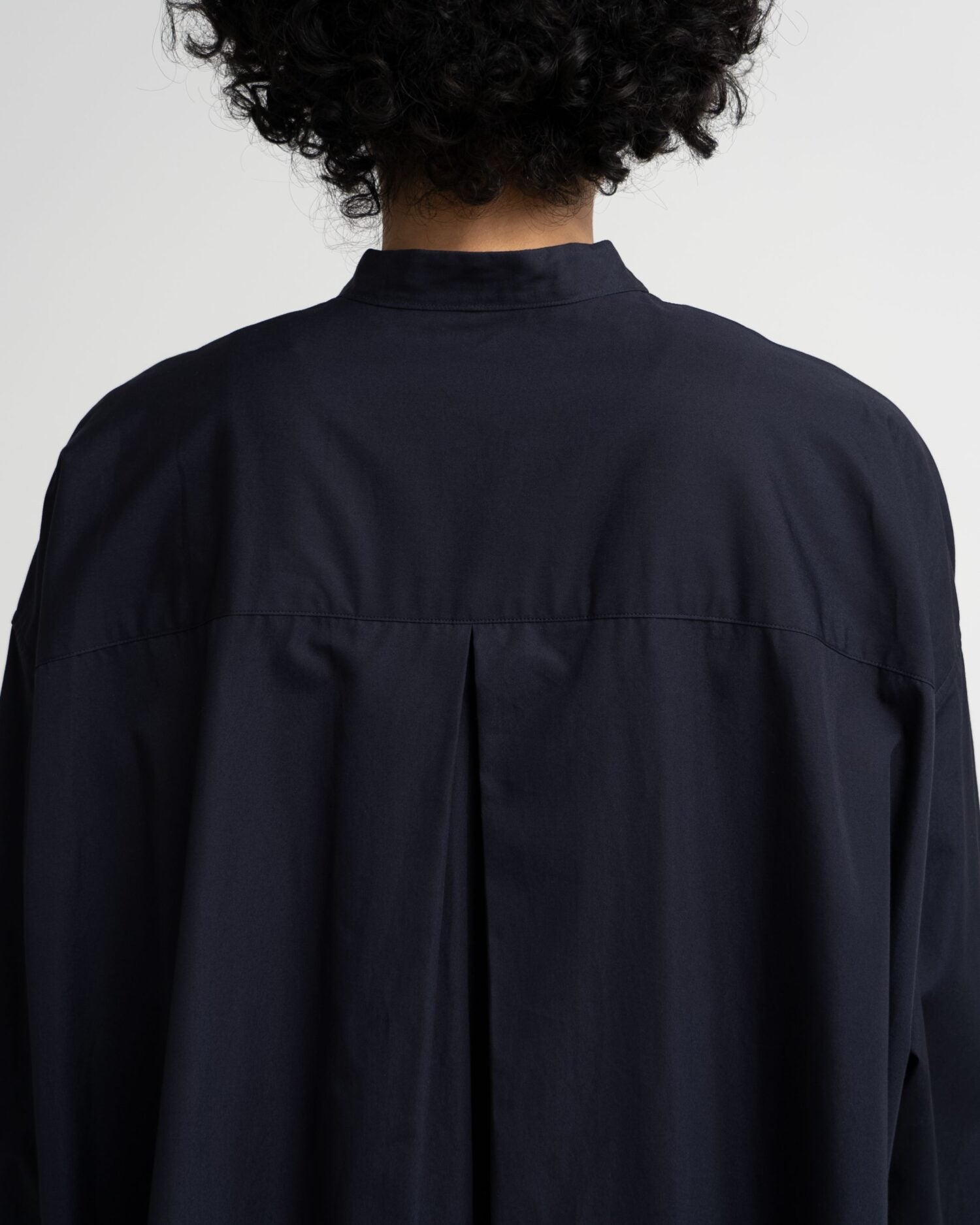 High Count Broad Oversized Band Collar Shirt Dress