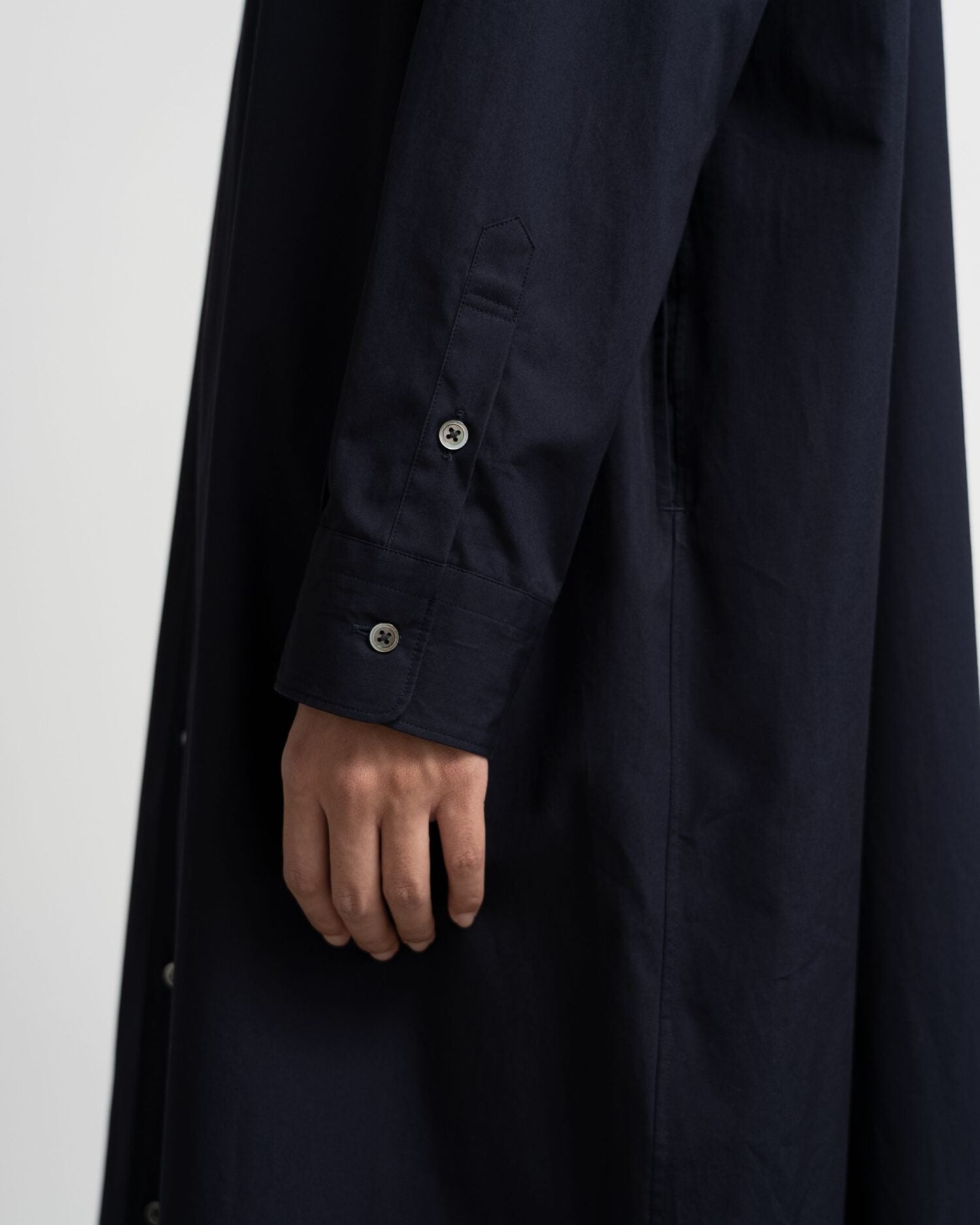 High Count Broad Oversized Band Collar Shirt Dress