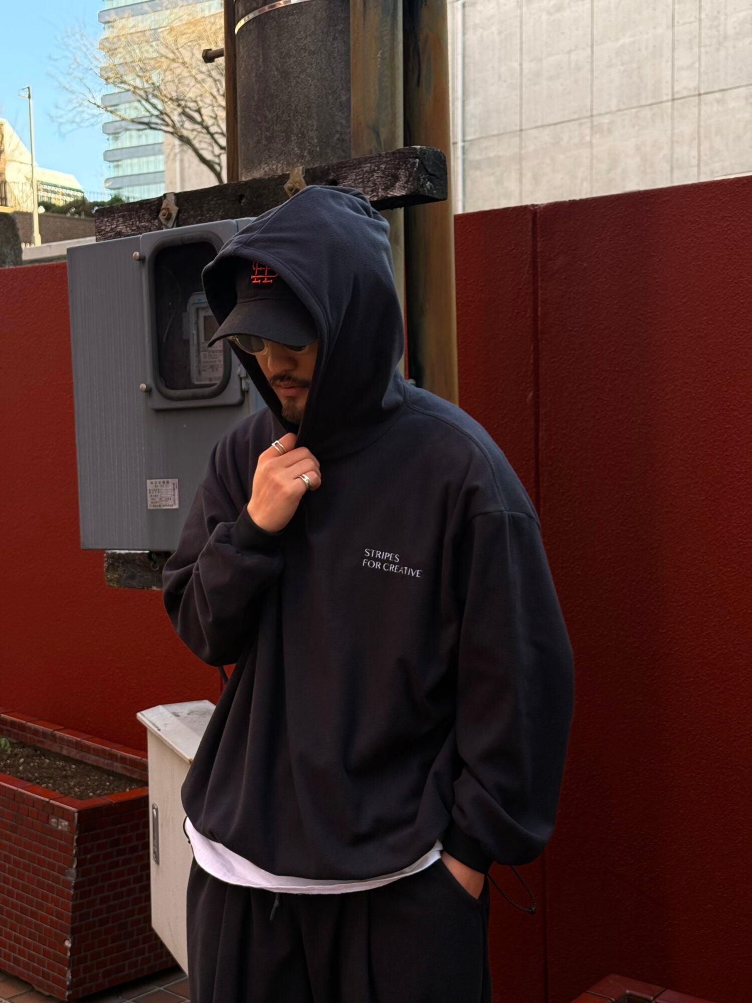 FLEECE SUPER BIG HOODY LS TEE W/DRAWSTRINGS