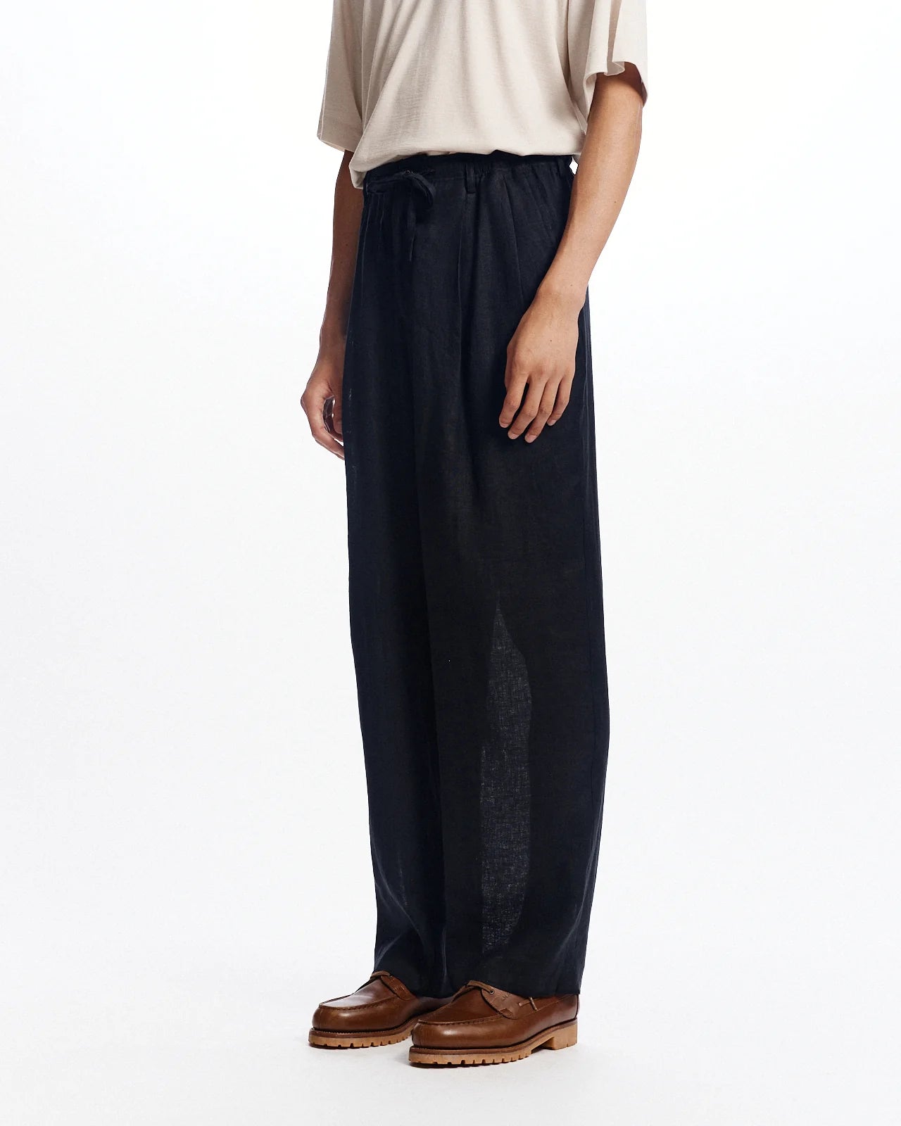 Hemp Shirting Double Pleated Easy Trousers