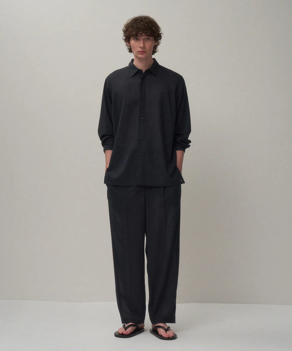 TWIST WOOL GAUZE TWO TUCKED EASY PANTS