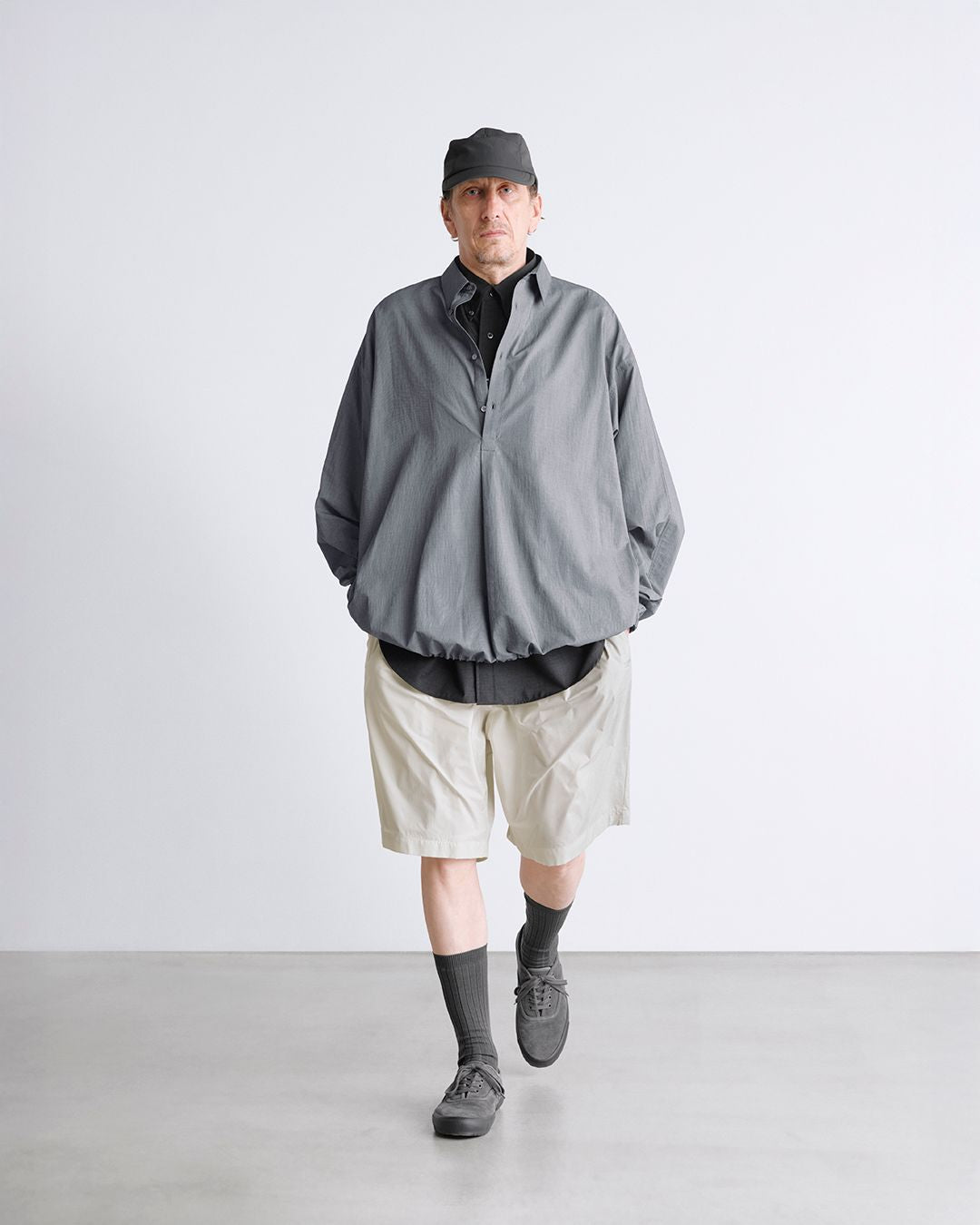 Fine Wool Heather Oversized S/S B.D. Shirt