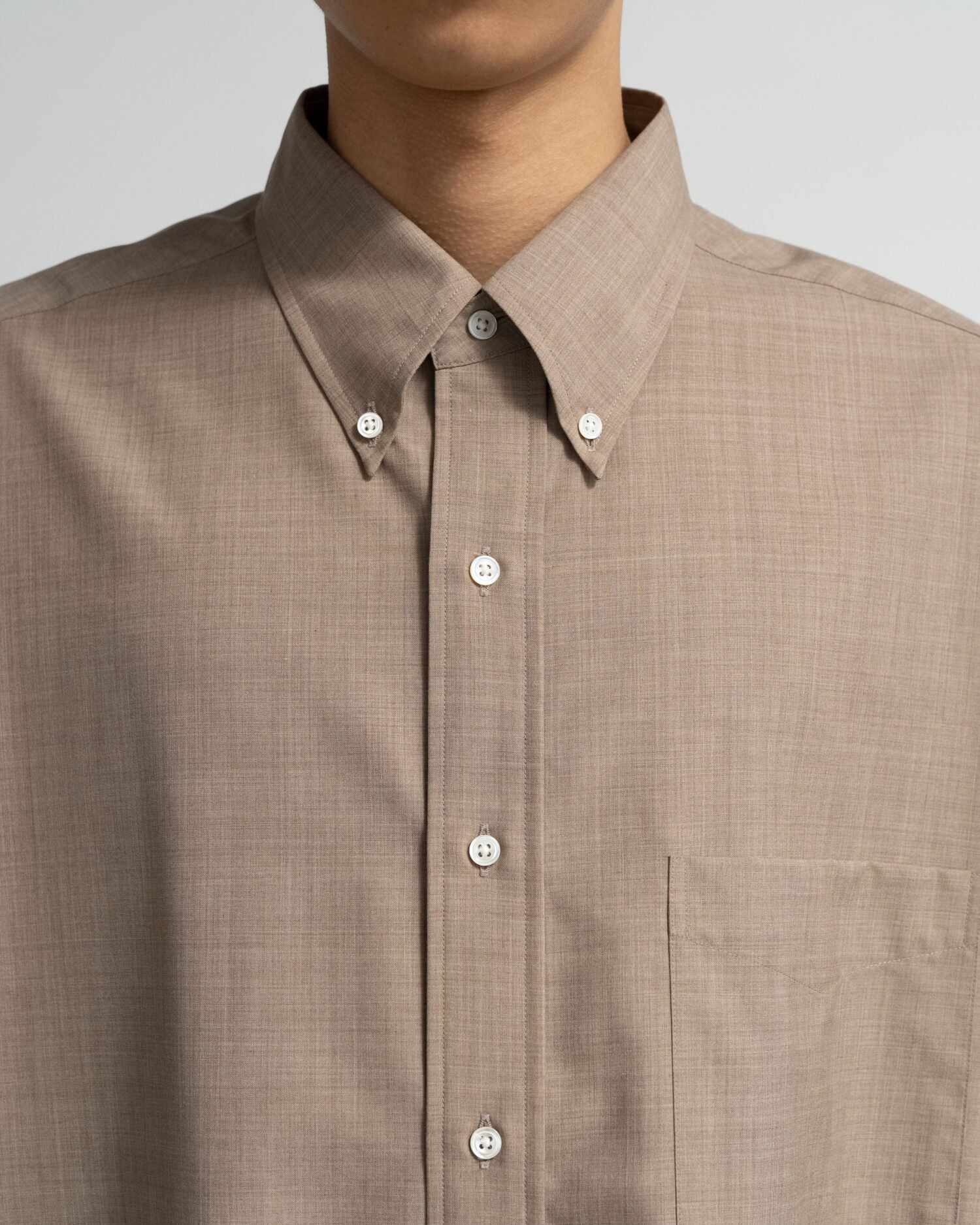 Fine Wool Heather Oversized L/S B.D. Shirt