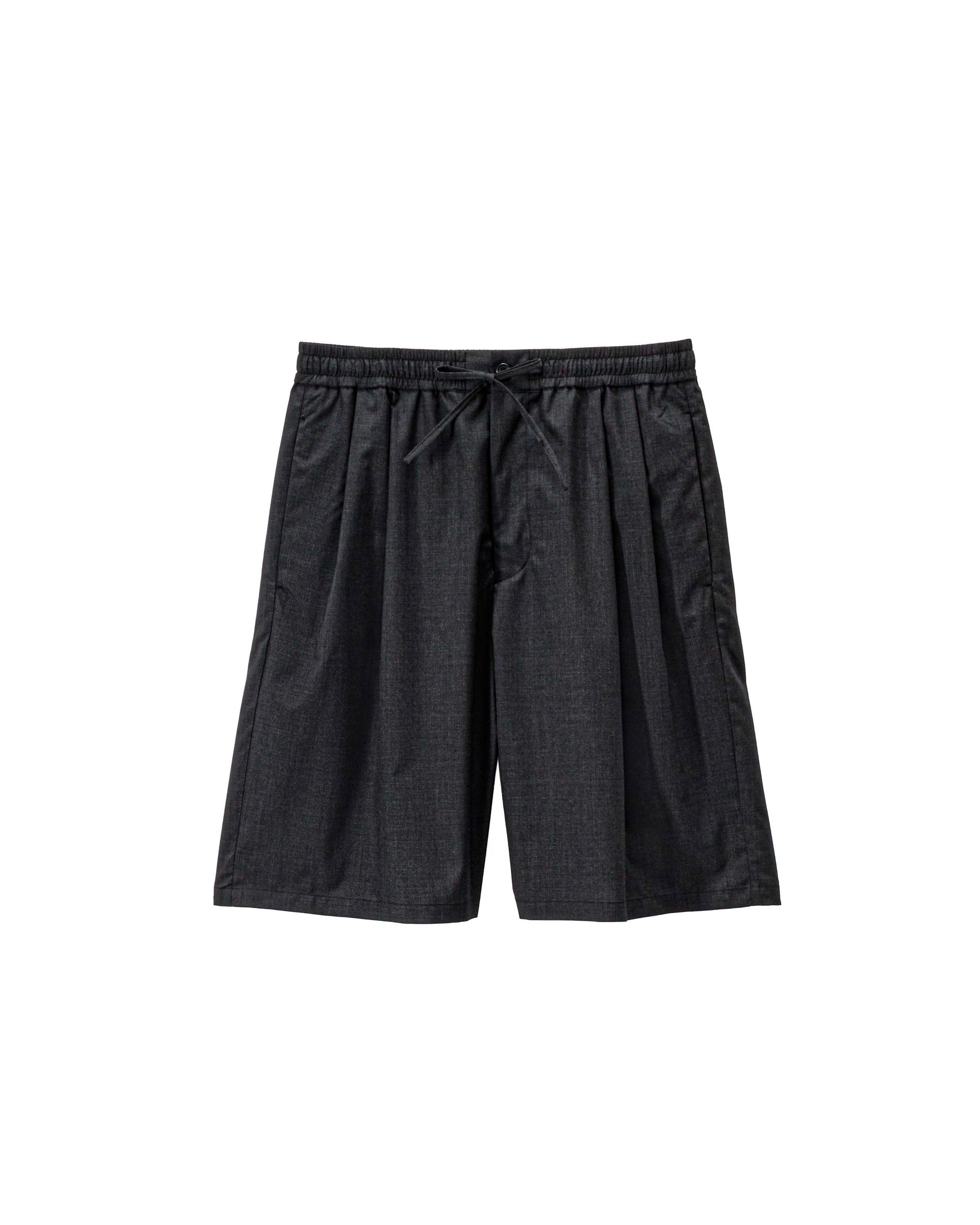 Fine Wool Heather Drawstring Track Shorts