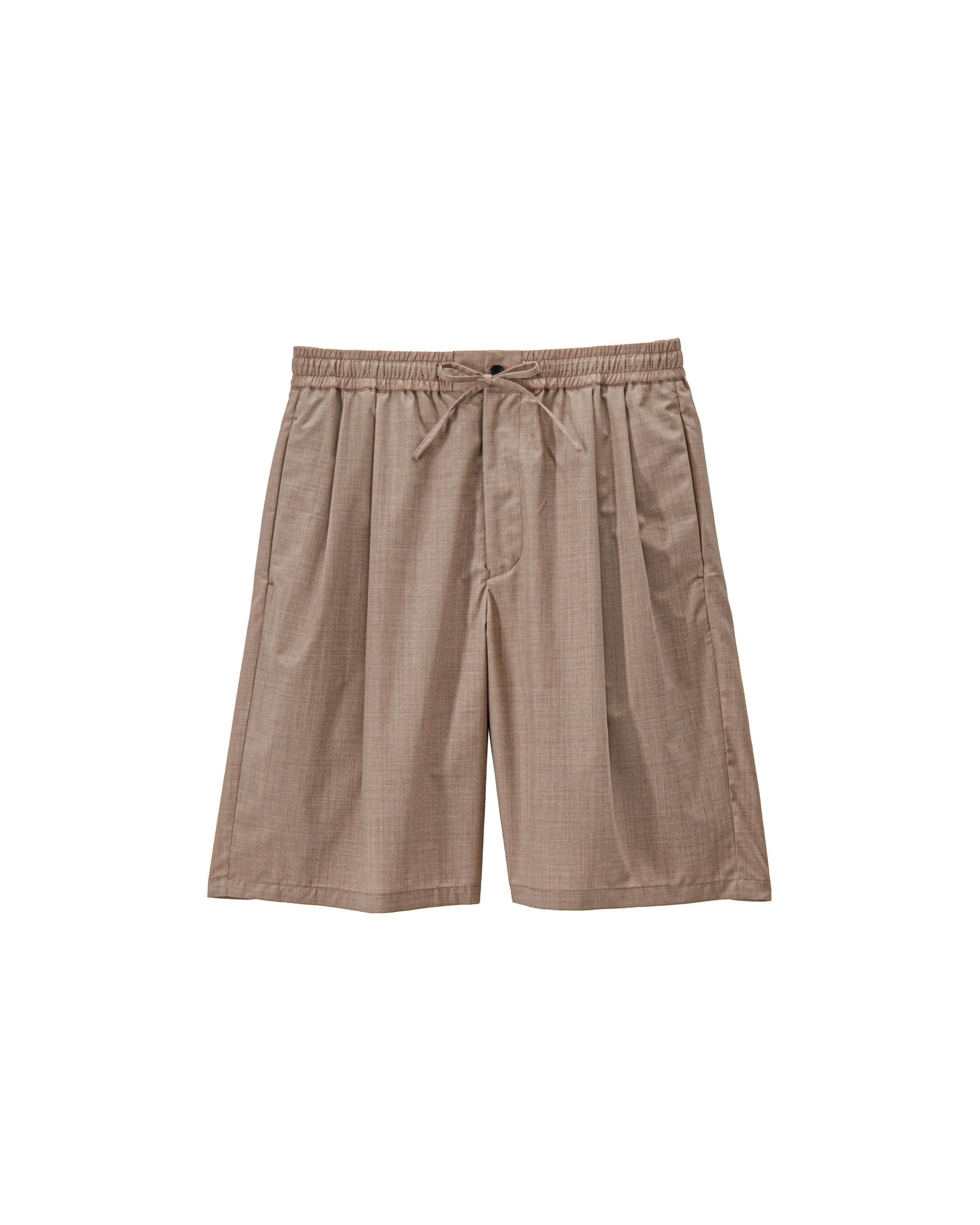Fine Wool Heather Drawstring Track Shorts