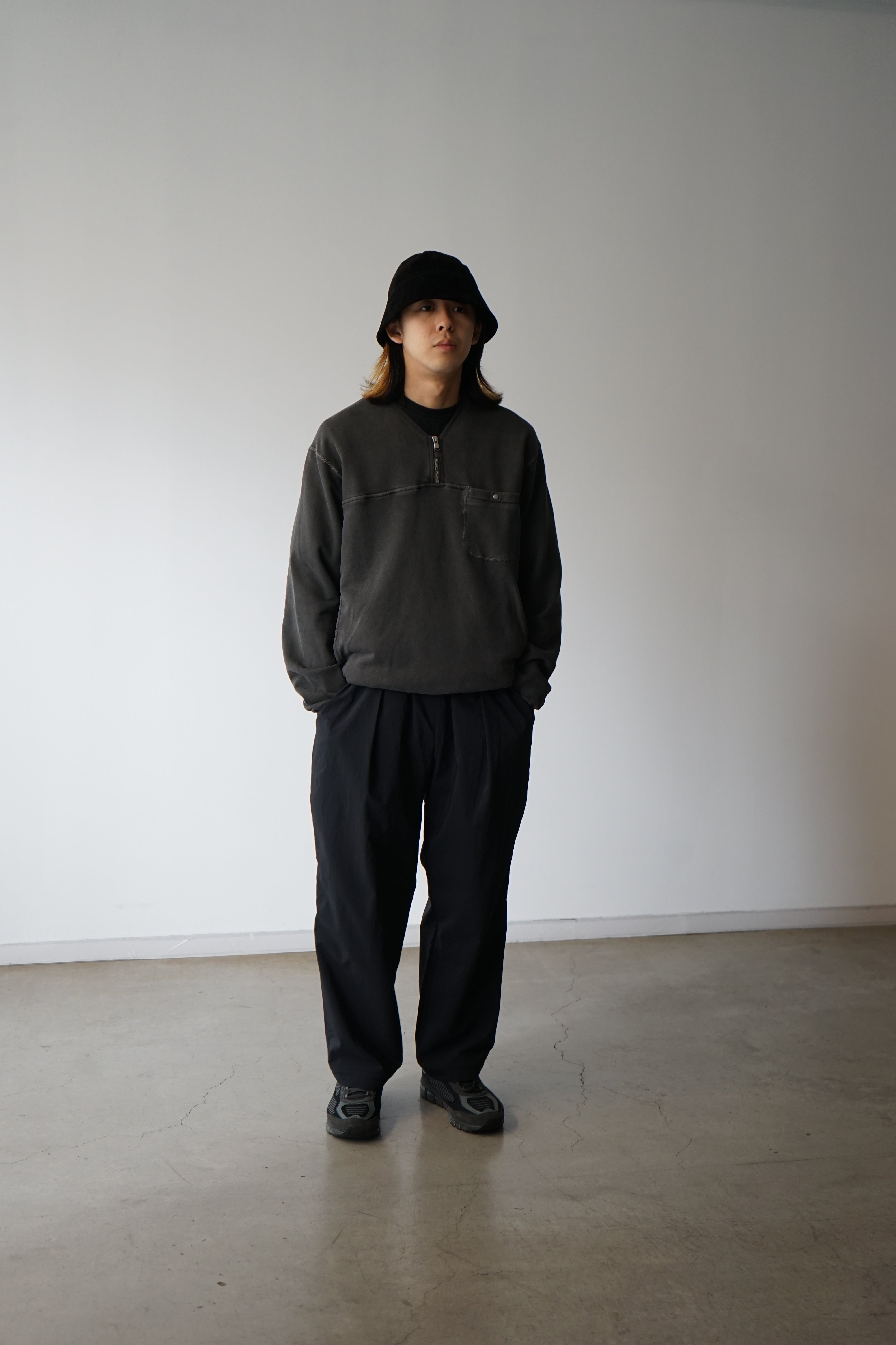 HIKER HALF ZIP PULLOVER COTTON SWEAT PIGMENT DYE