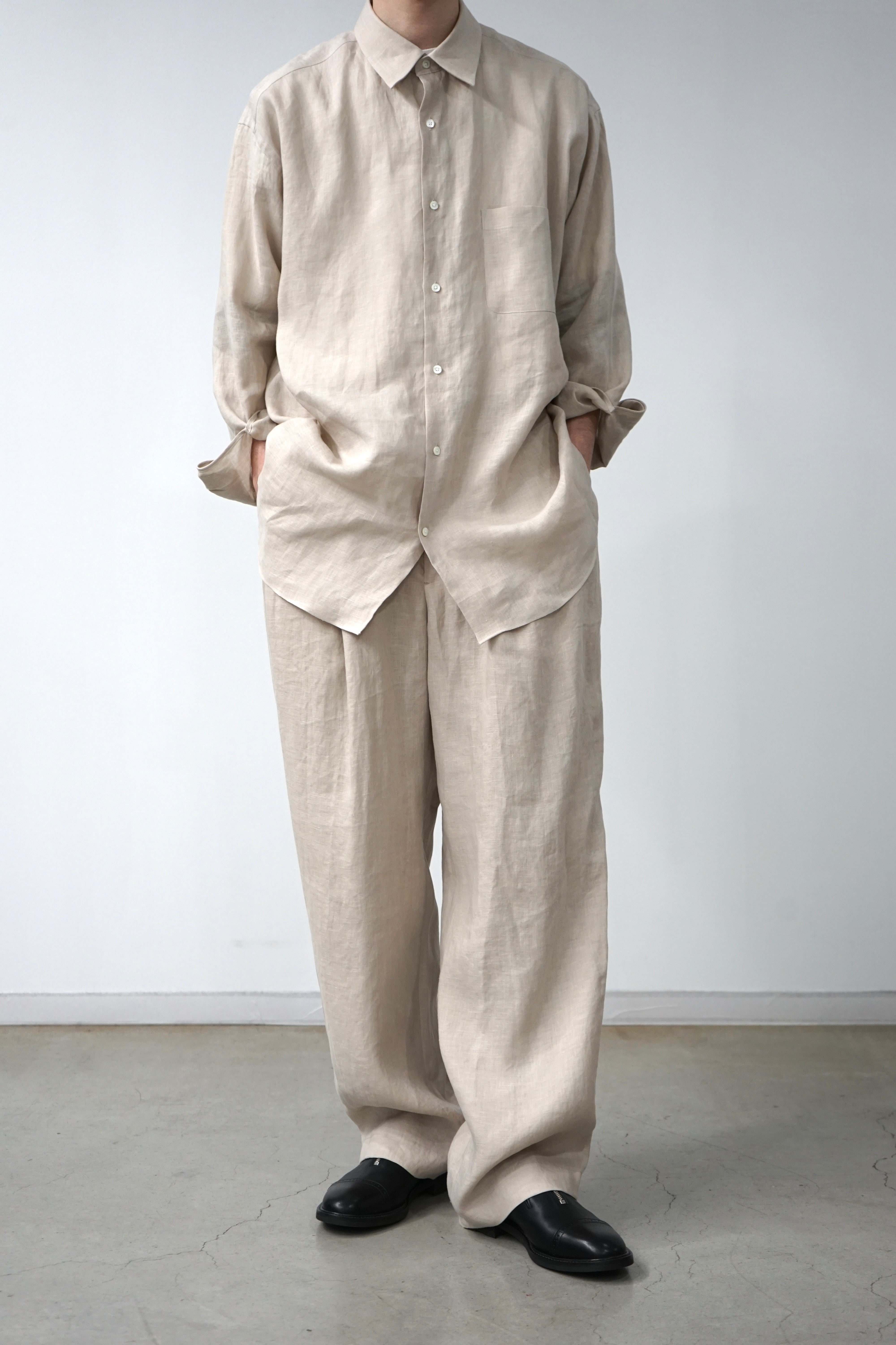 IS　ペイン Hemp Shirting Double Pleated Easy Trousers