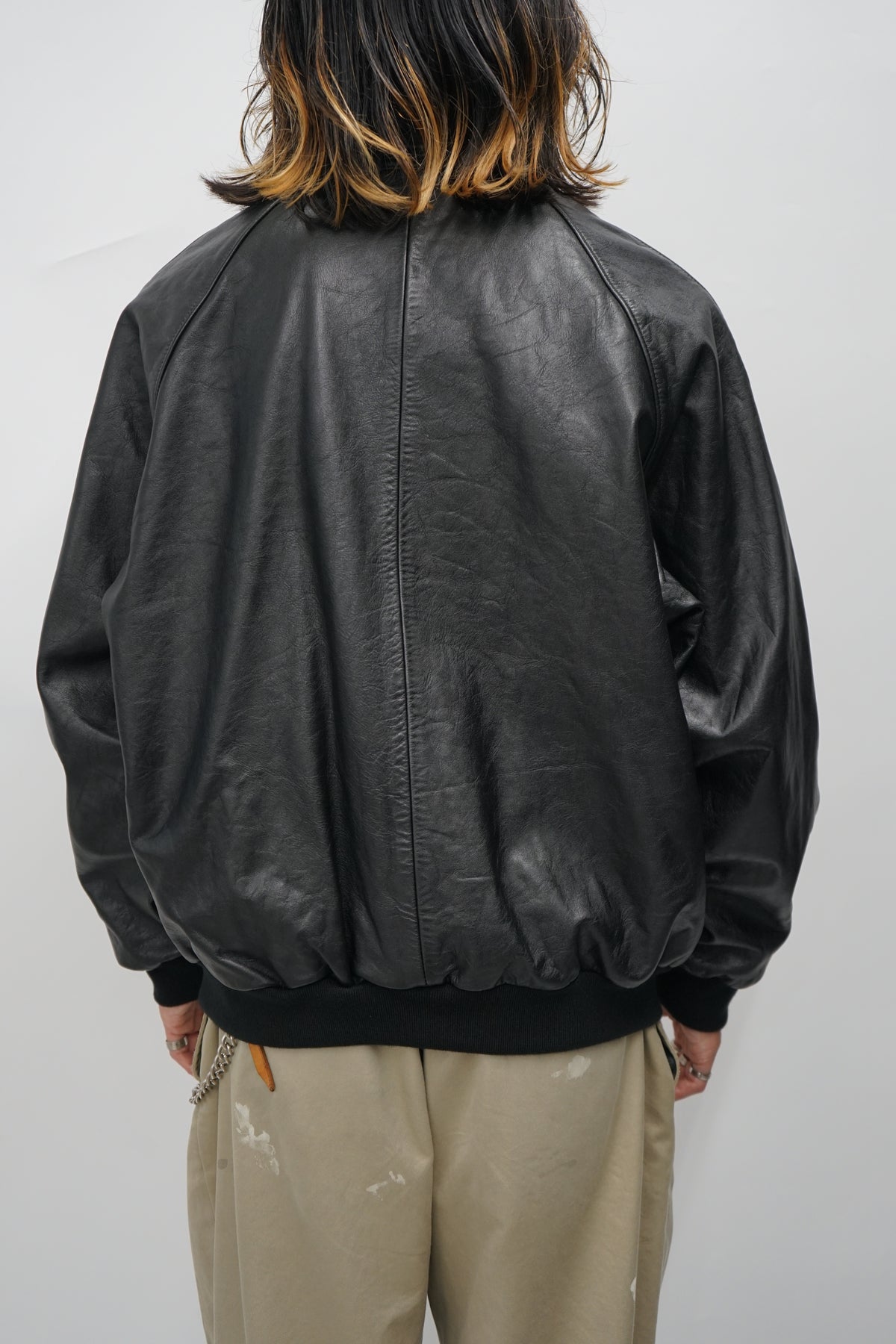 Cow Leather Raglan Blouson