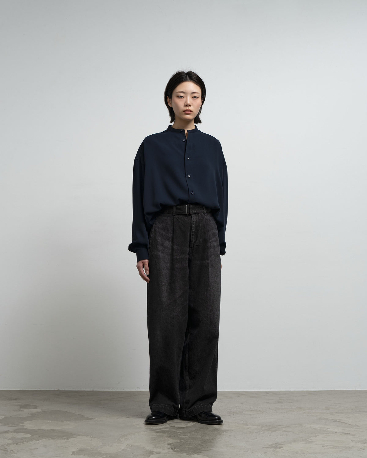 Selvage Denim Belted Pants -DARK FADE-