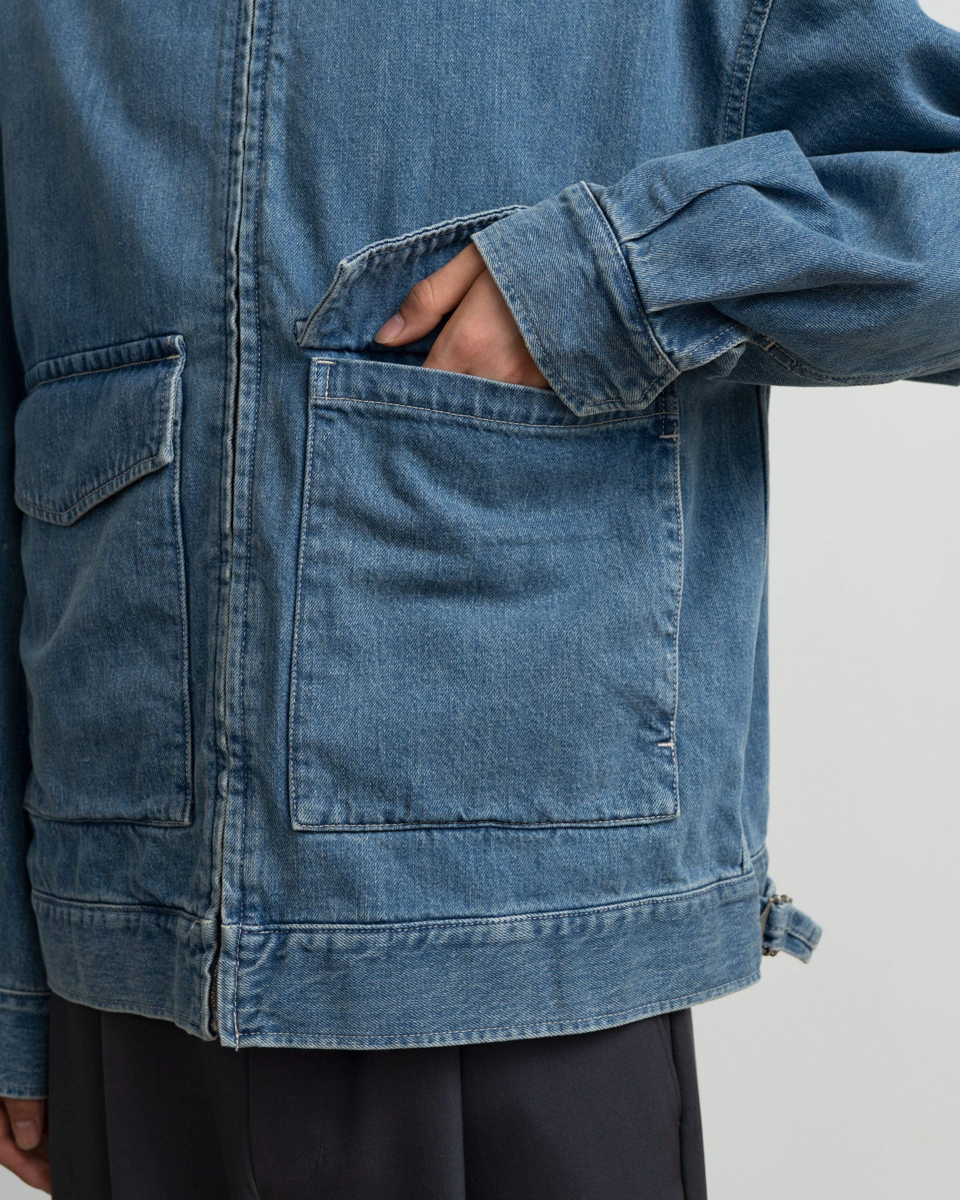 Selvage Denim Zip Jacket -LIGHT FADE-