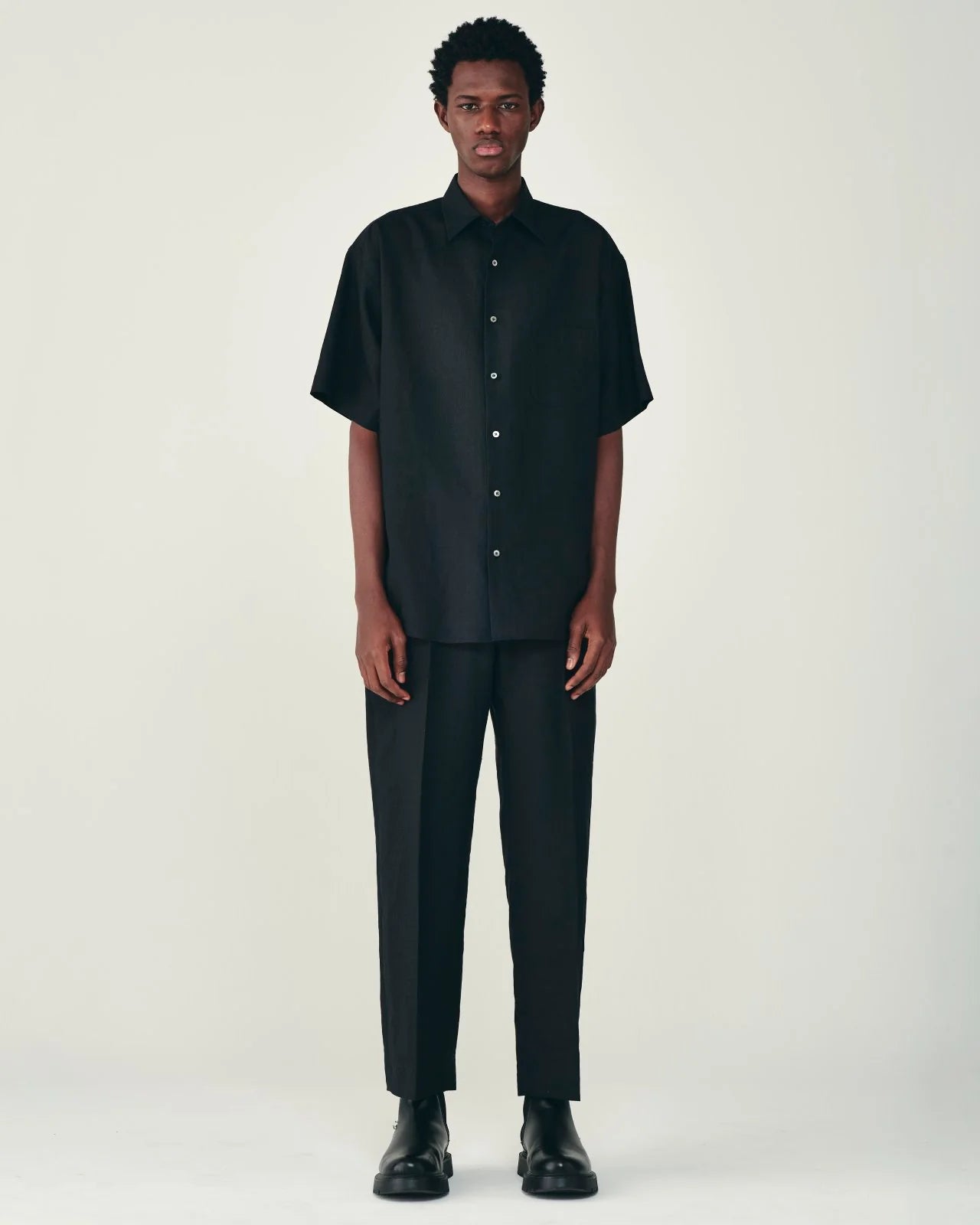 Organic Wool Hemp Tropical Flat Tapered Trousers