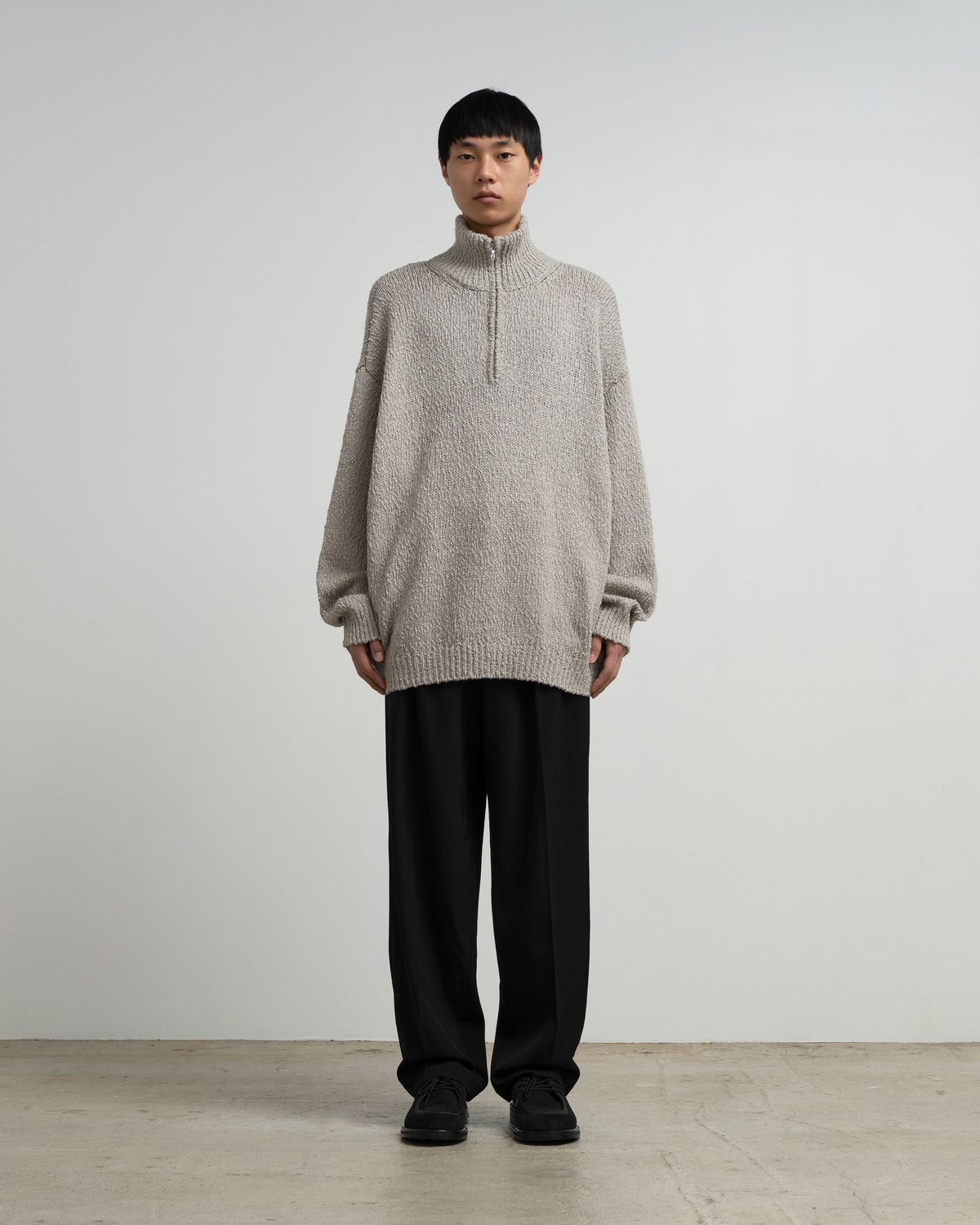 【9/12(土)発売】Cotton Wool Slub Oversized Half Zip Knit