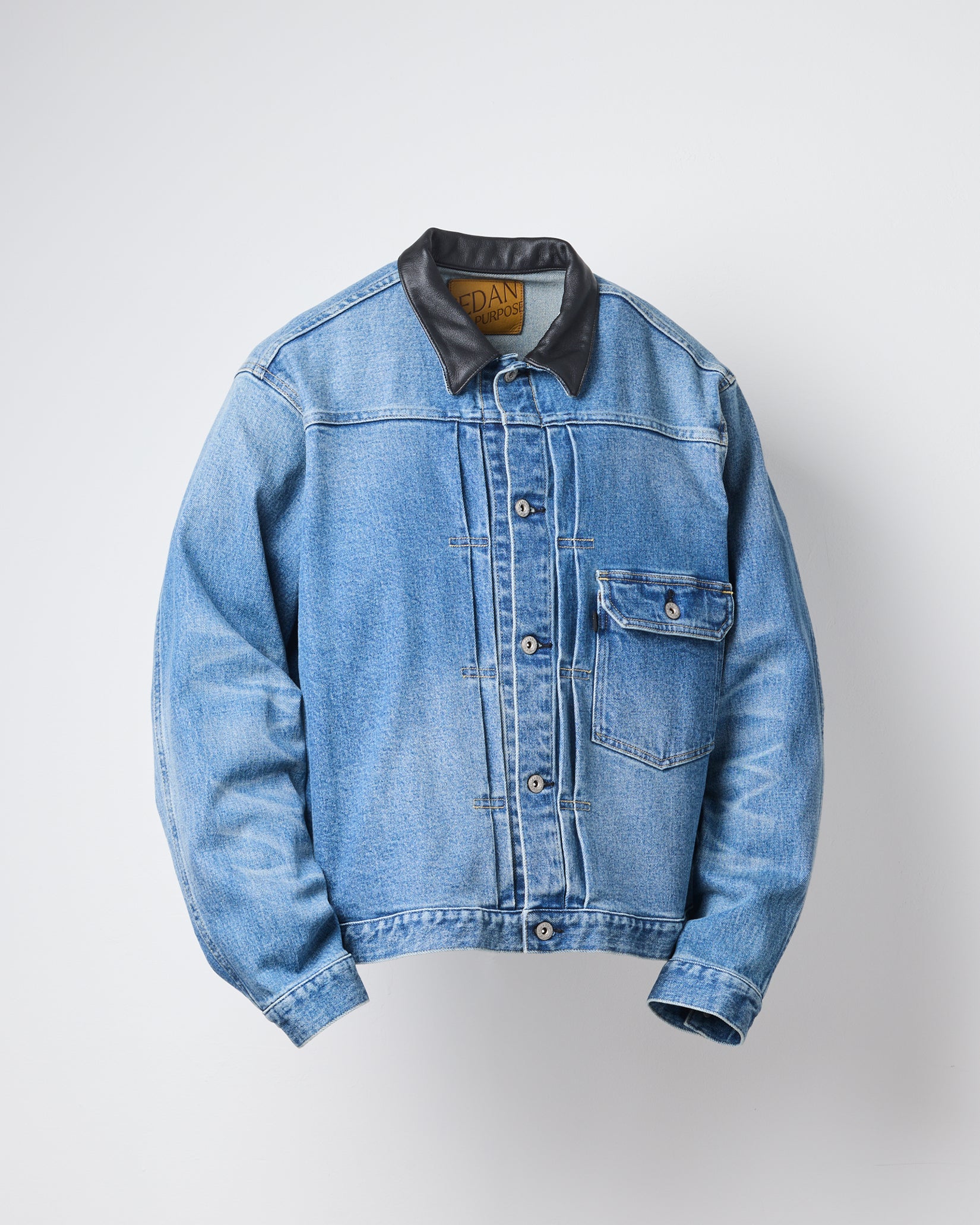 【8/8(土)発売】Leather Collar Denim Jacket