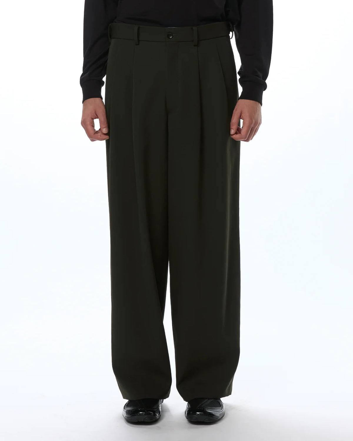 【10/29(木)発売】WOOL GABARDINE WASHER TUMBLER DOUBLE PLEATED WIDE TROUSERS