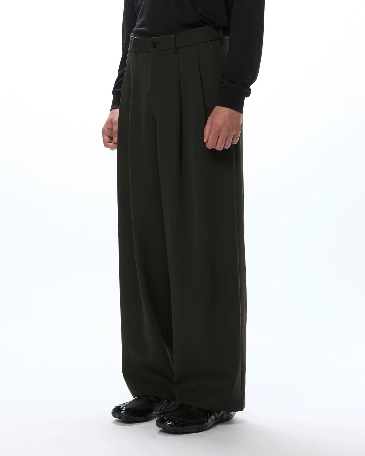 【10/29(木)発売】WOOL GABARDINE WASHER TUMBLER DOUBLE PLEATED WIDE TROUSERS