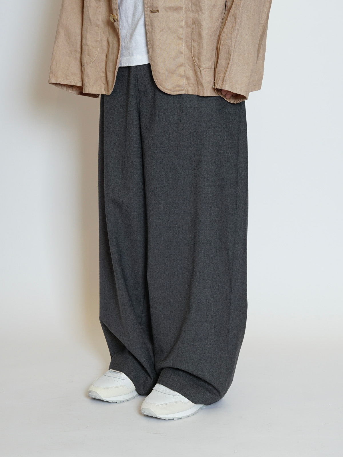 SUMMER WOOL WIDE TROUSERS