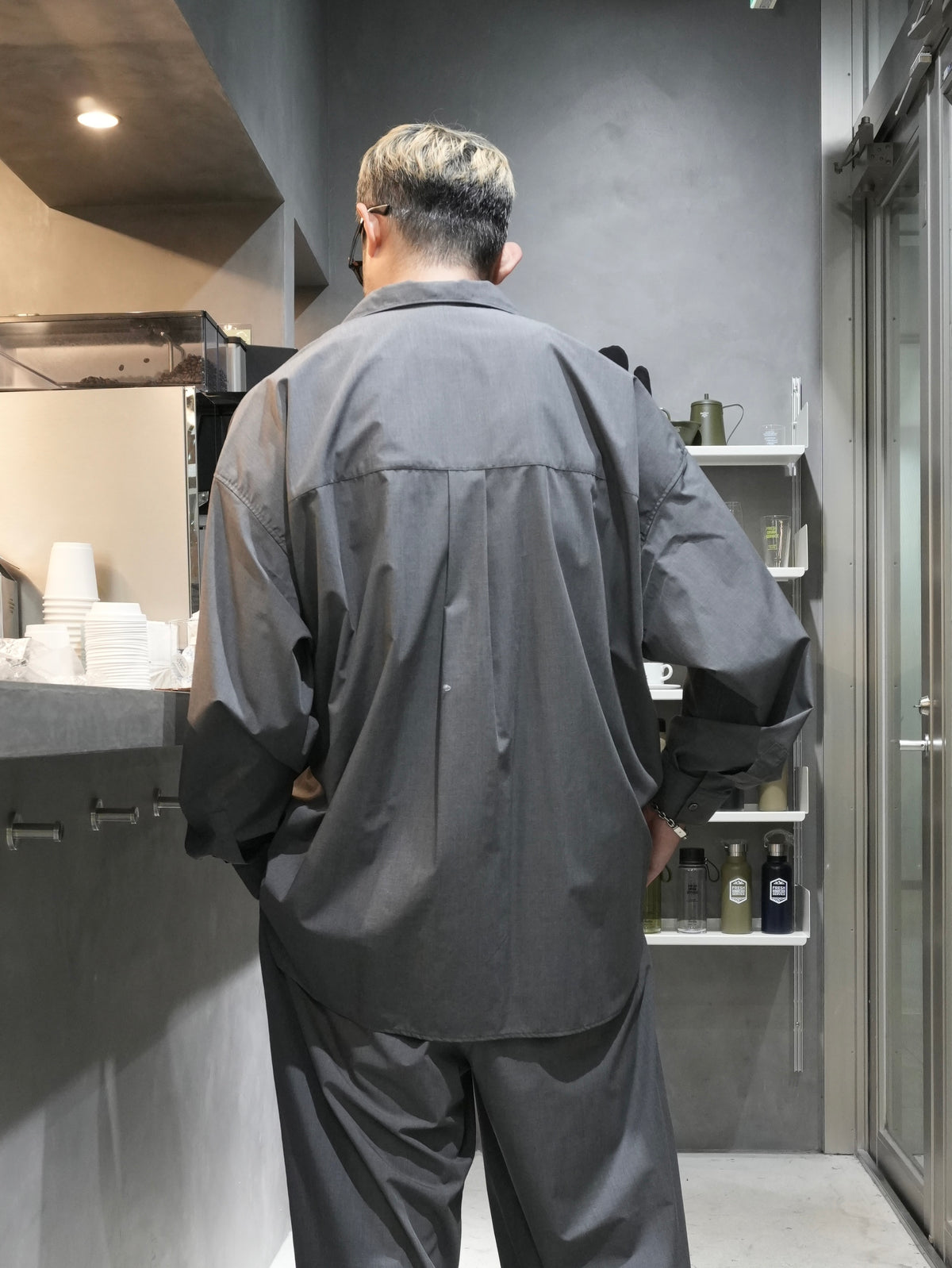 AIR POPLIN  OPEN COLLAR SHIRT
