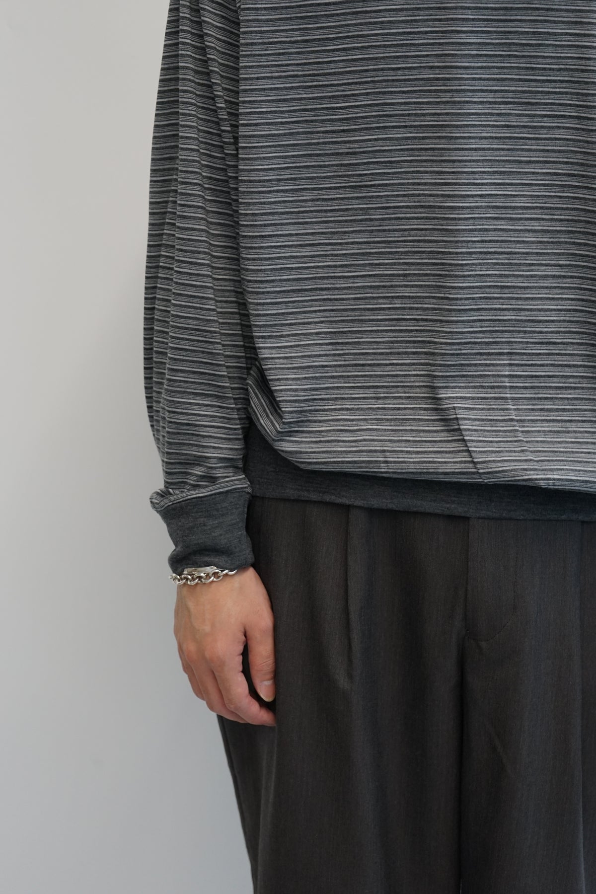 SUPER 120s WASHABLE WOOL JERSEY CREW NECK L/S TEE