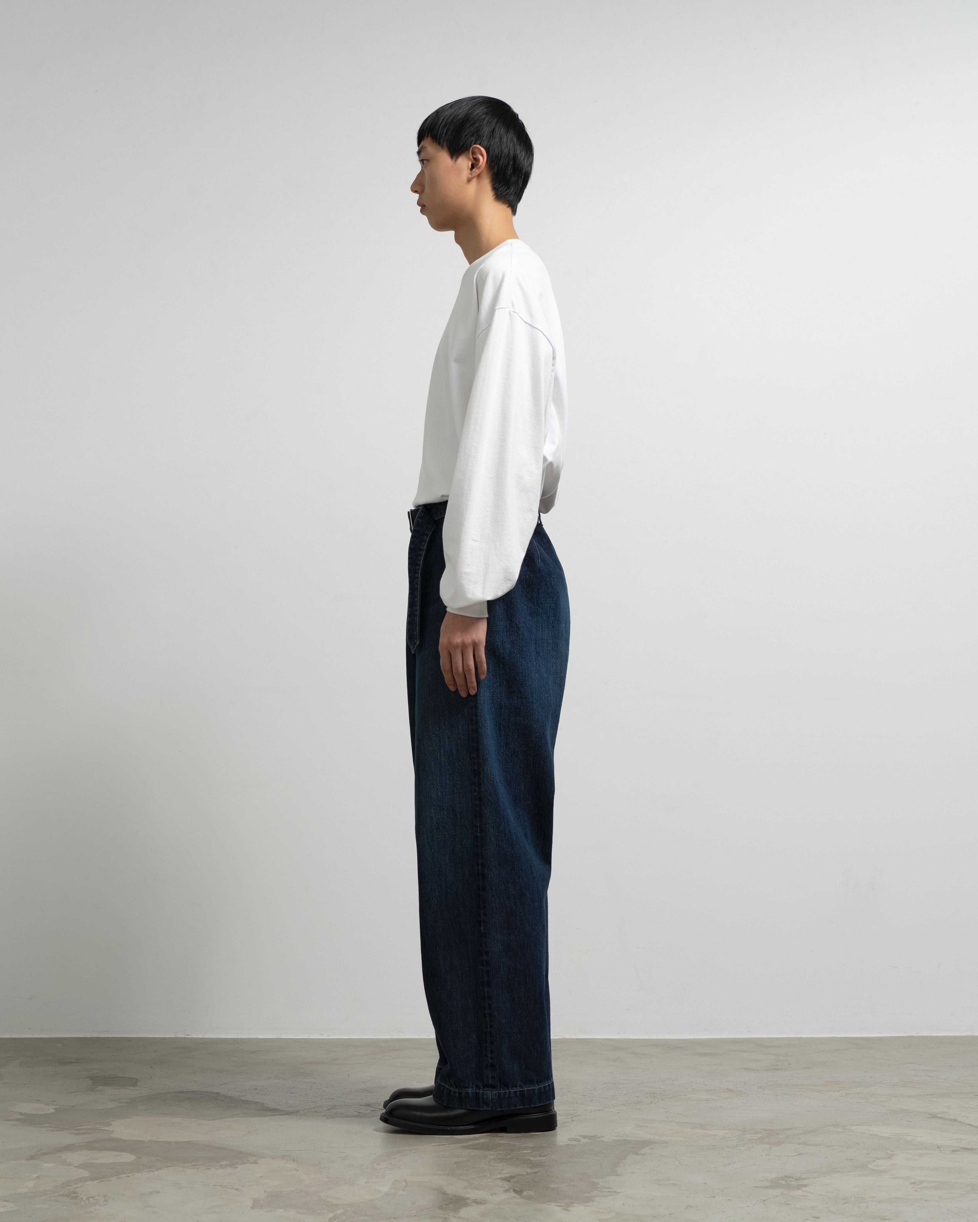 Selvage Denim Belted Pants -DARK FADE-