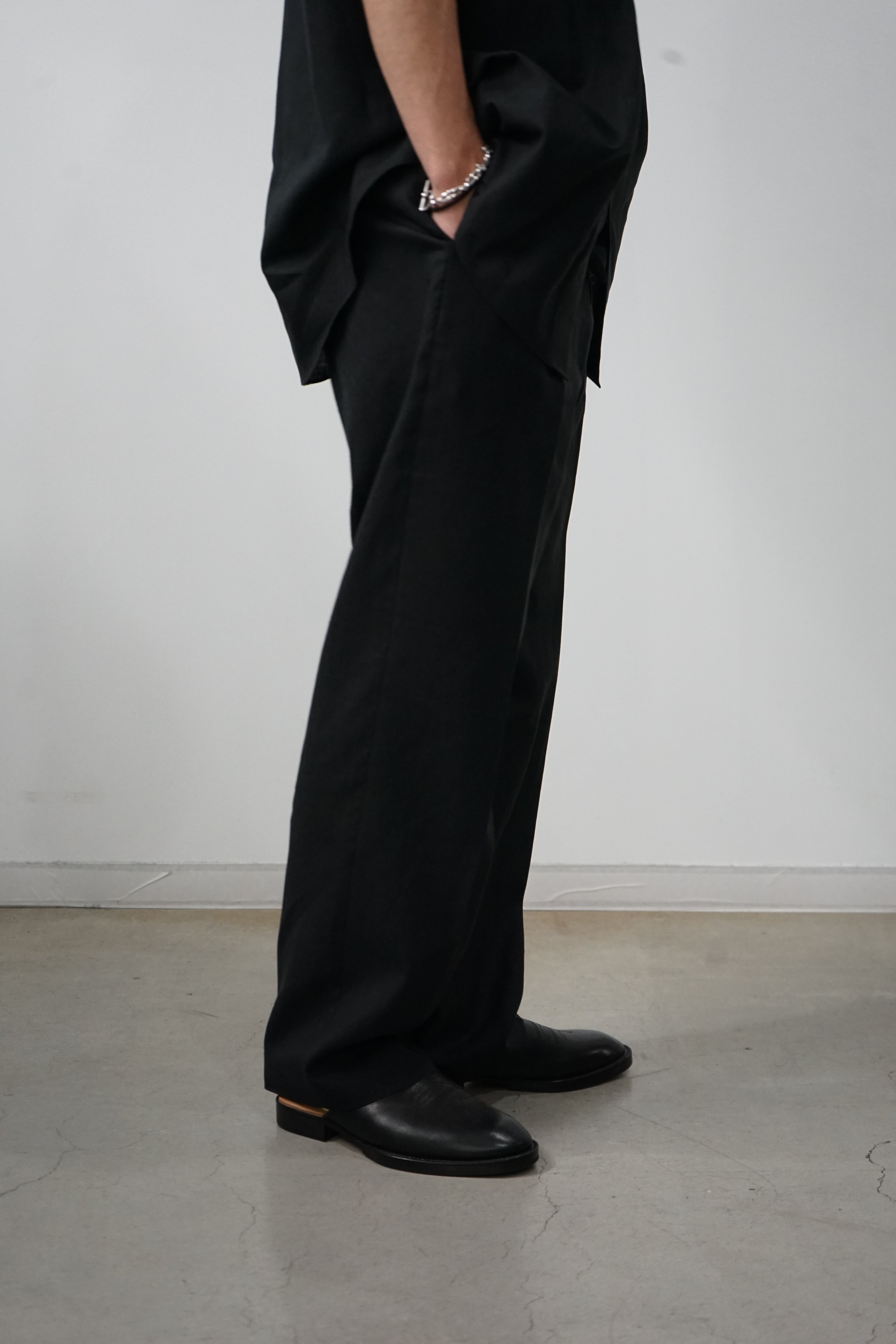 Organic Wool Hemp Tropical Flat Tapered Trousers