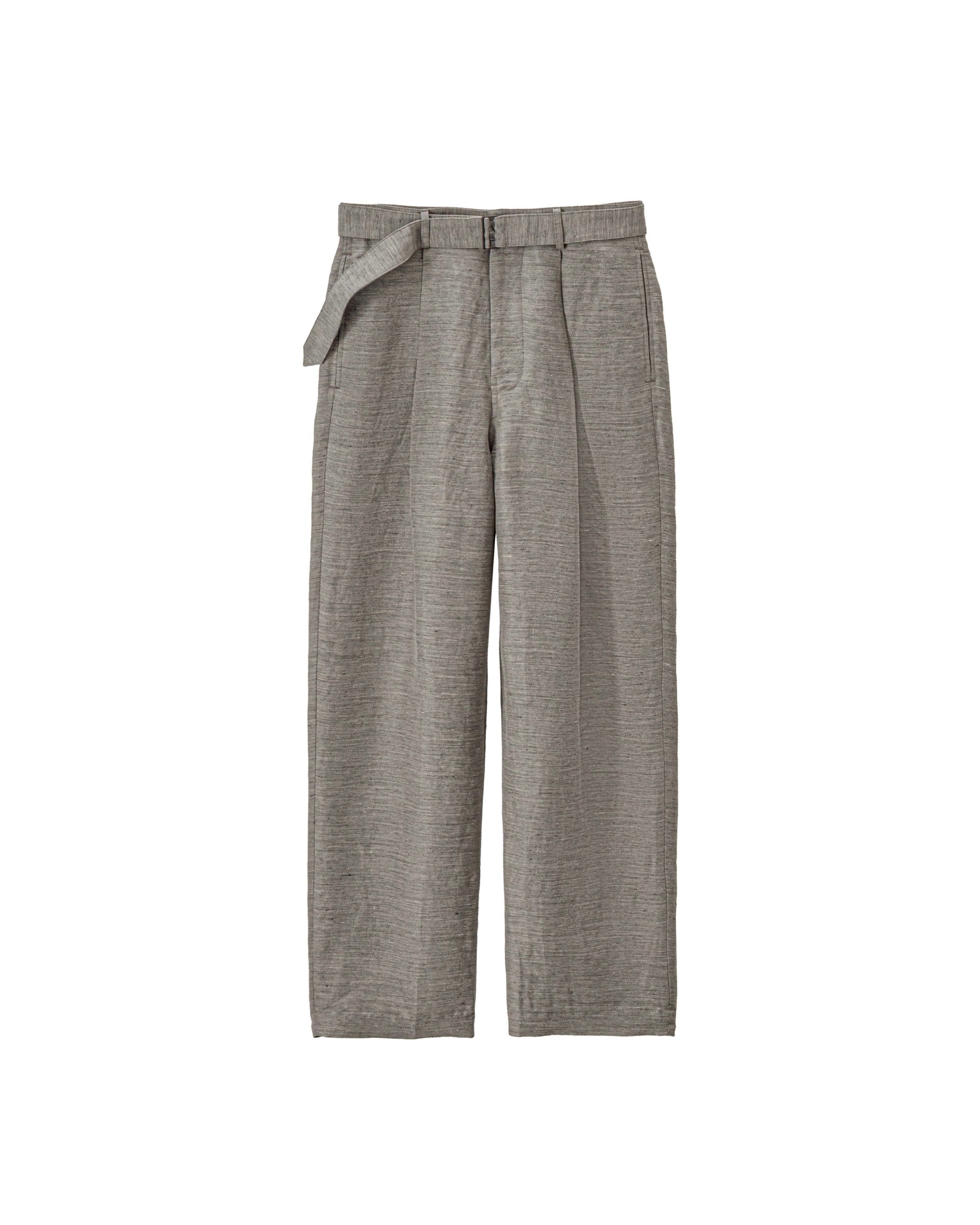 Linen Cupro Back Satin Belted Pants