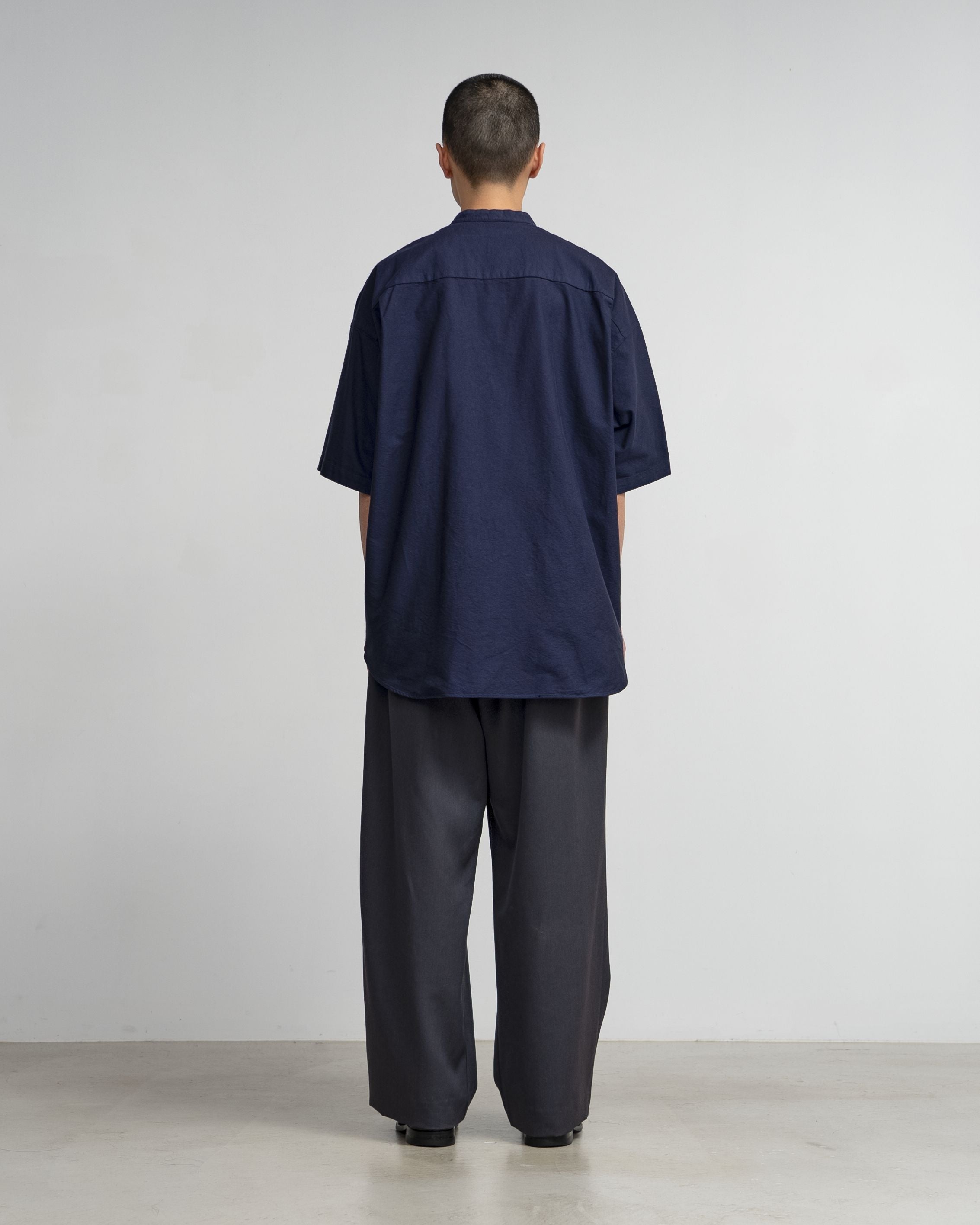 Oxford S/S Oversized Band Collar Shirt