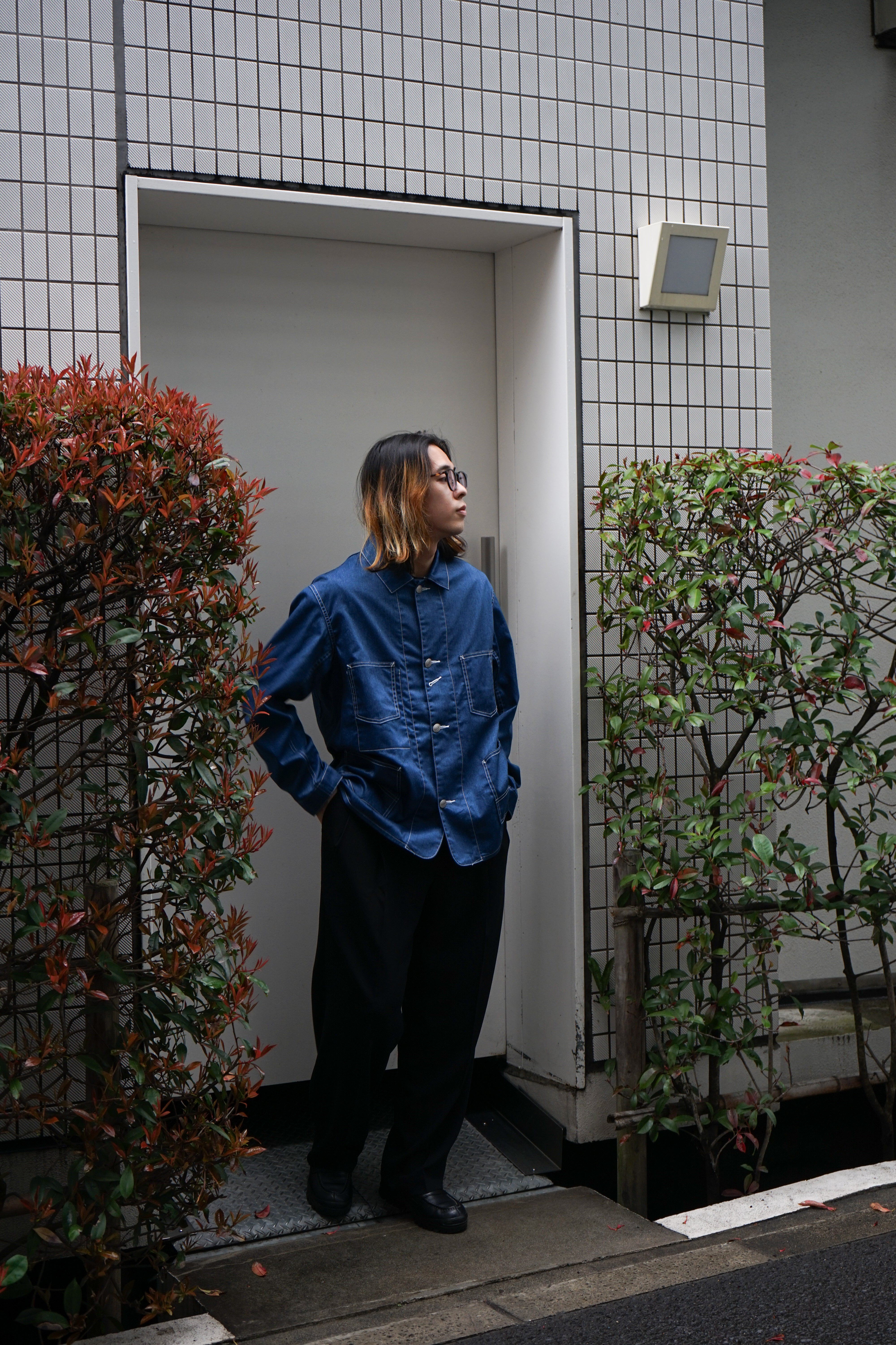 PRINT DENIM COVERALL JACKET