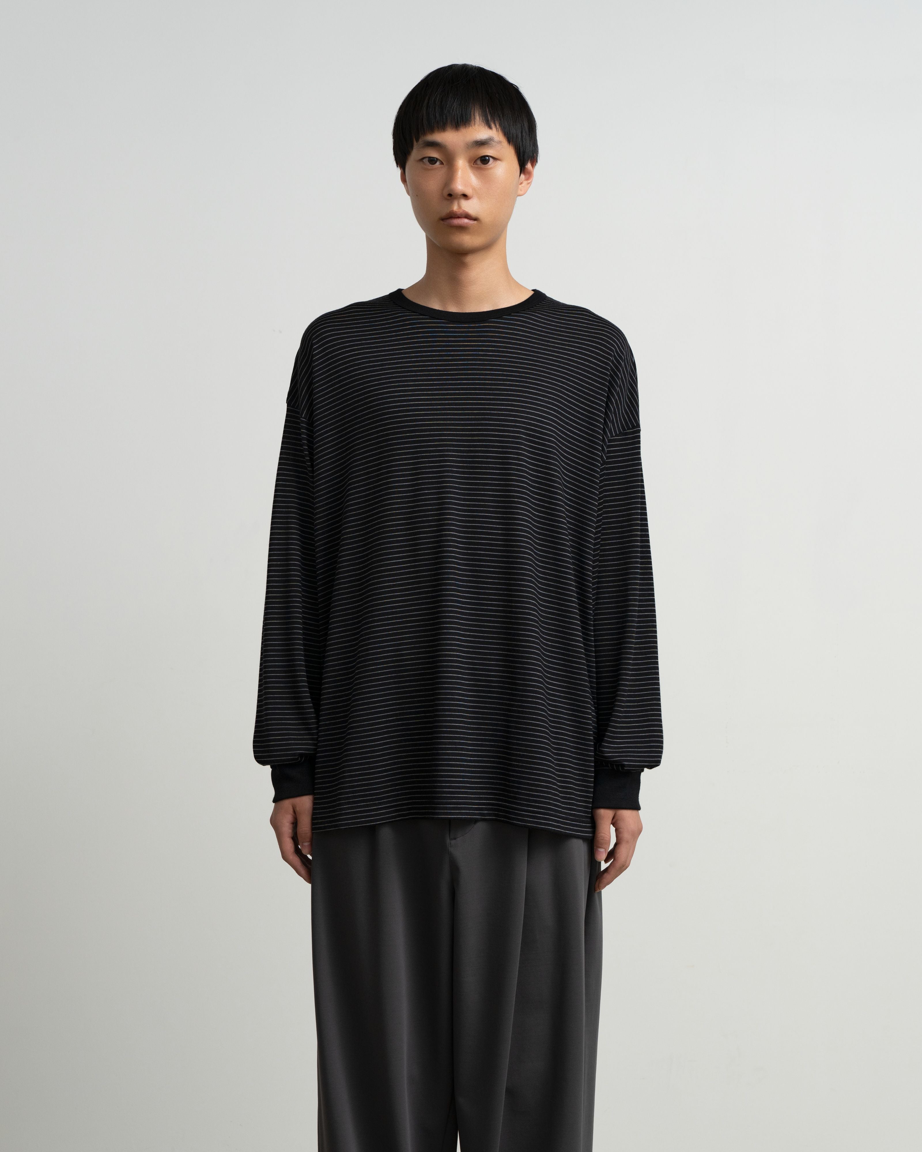 【9/5(土)発売】Fine Wool Border L/S Crew Neck Tee