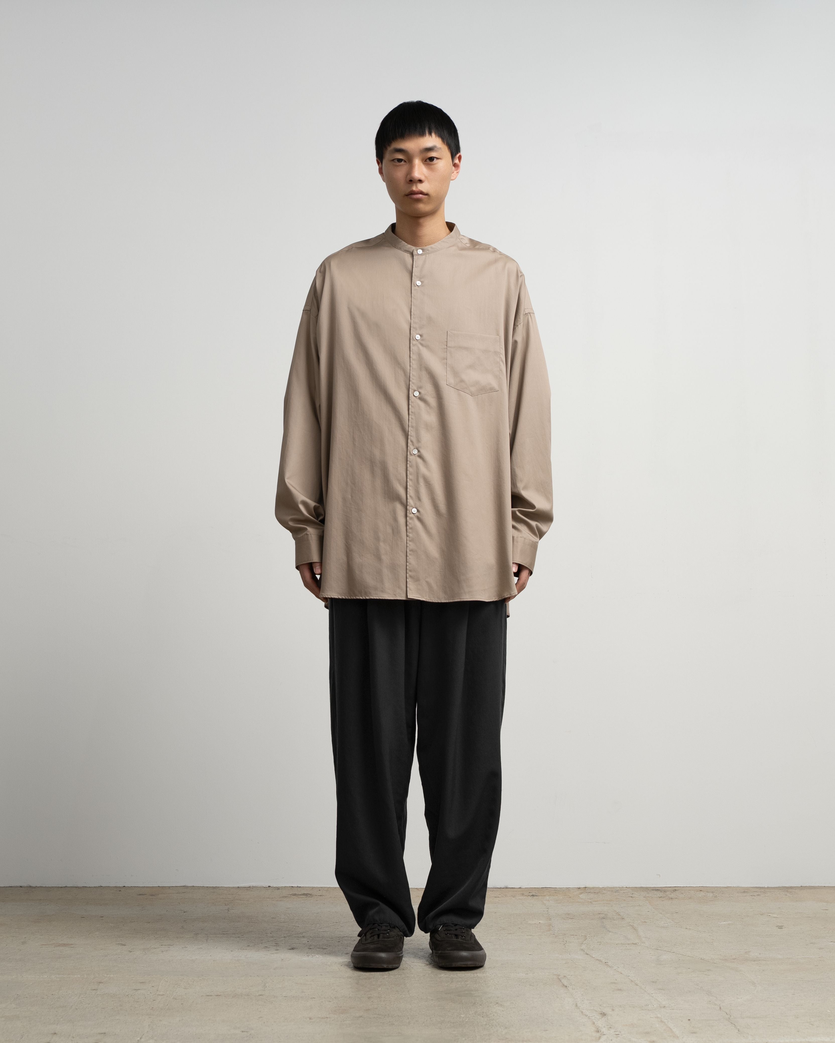 【26SS】Silicon Poplin Oversized Band Collar Shirt