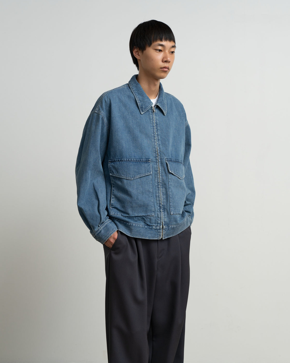 Selvage Denim Zip Jacket -LIGHT FADE-