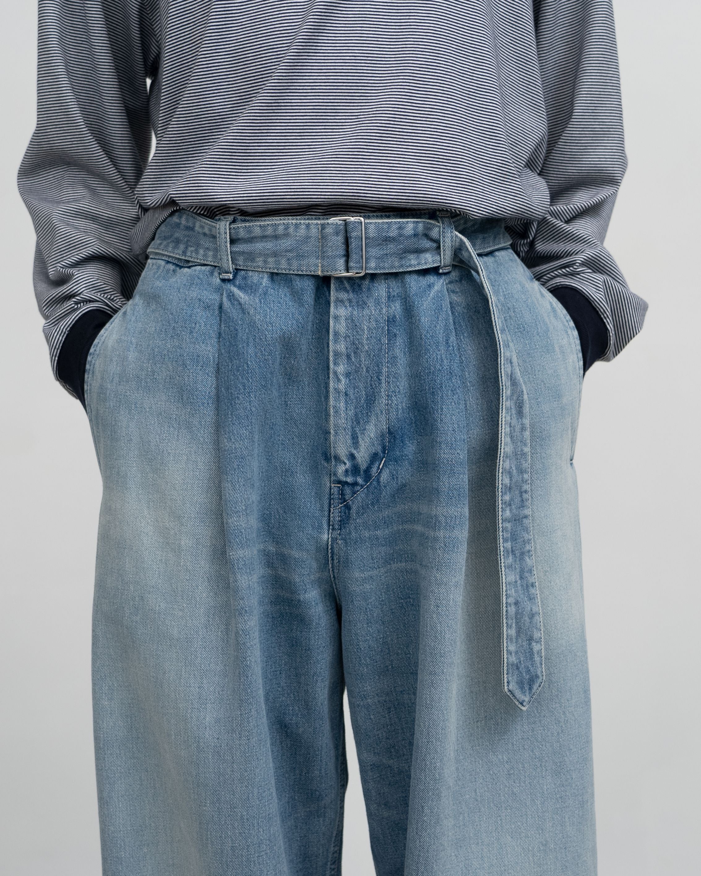 Selvage Denim Belted Pants(LIGHT FADE)