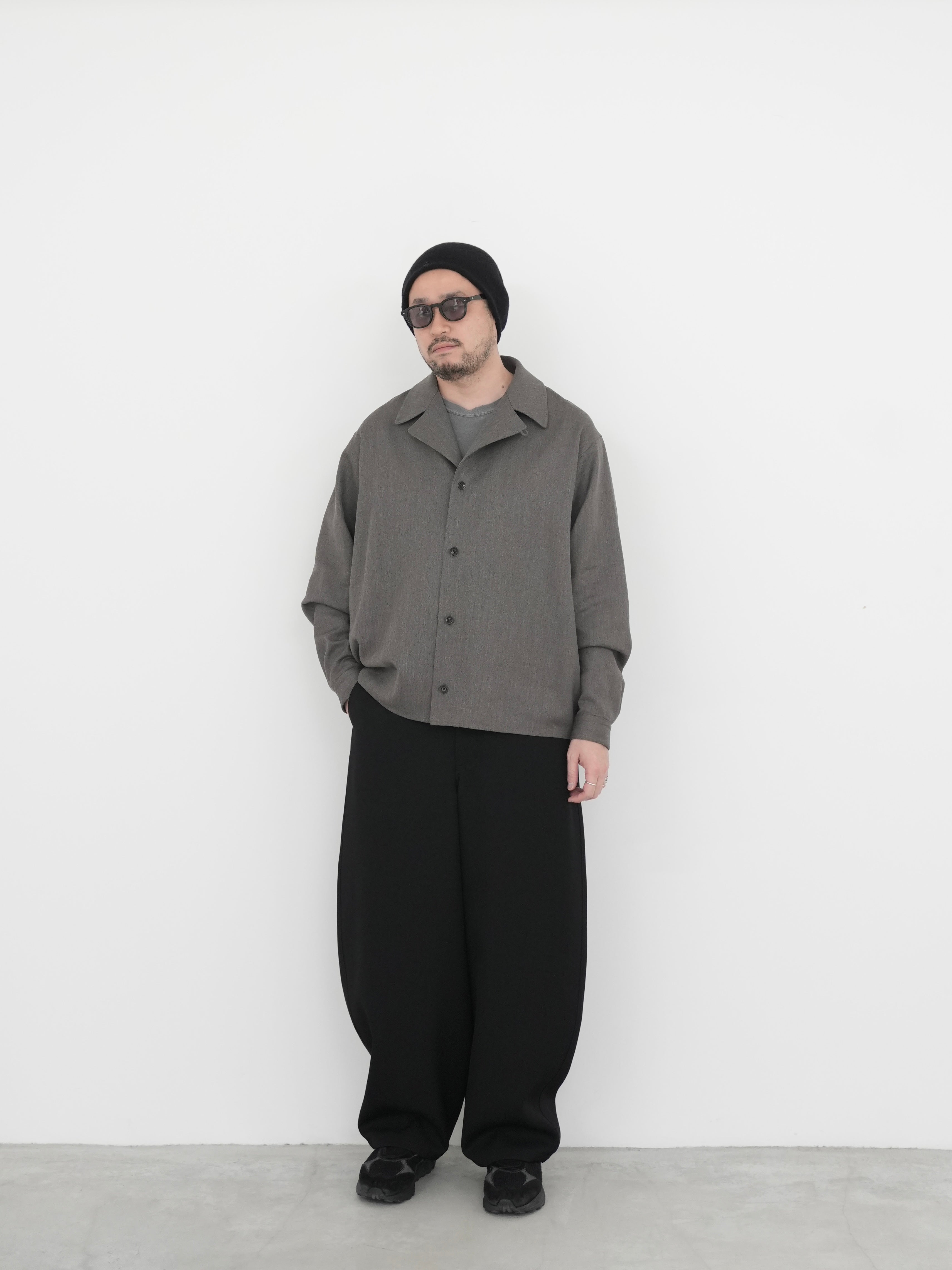 OPEN COLLAR EASY JACKET / WOOL RAMIE BACK SATIN