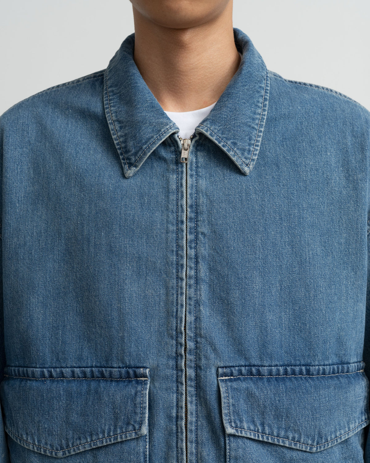 Selvage Denim Zip Jacket -LIGHT FADE-