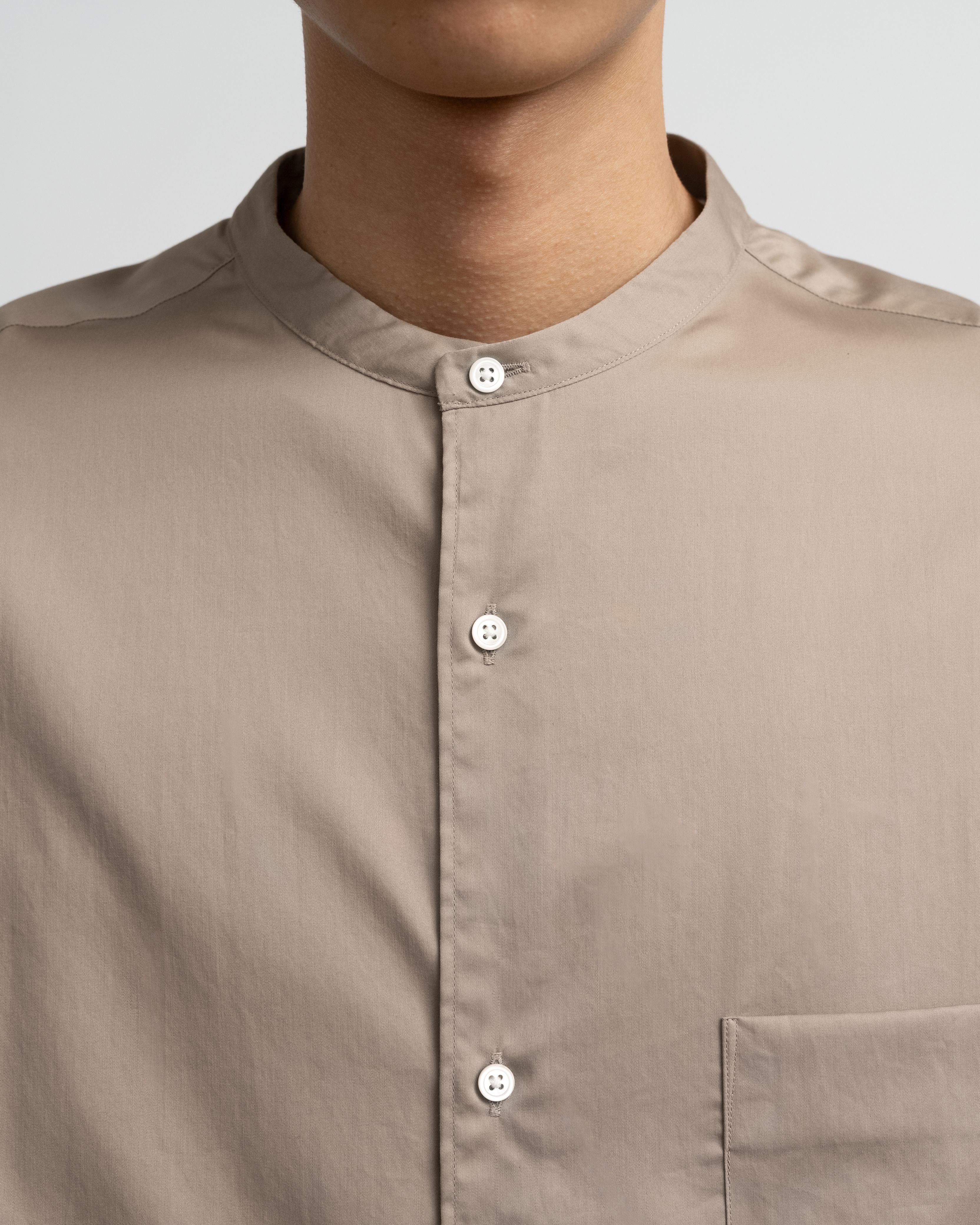 【26SS】Silicon Poplin Oversized Band Collar Shirt