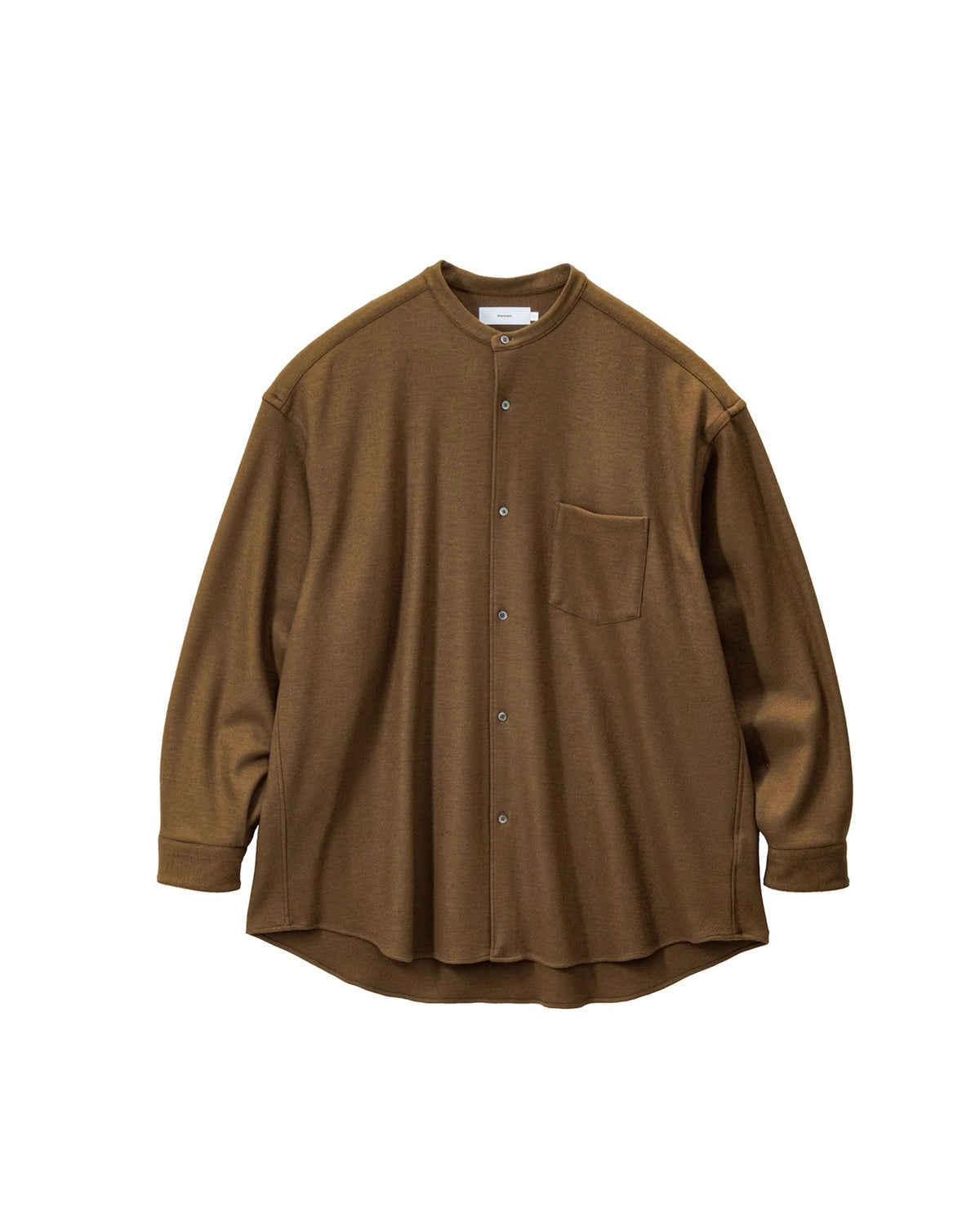 Wool Smooth Flannel Oversized Band Collar Shirt