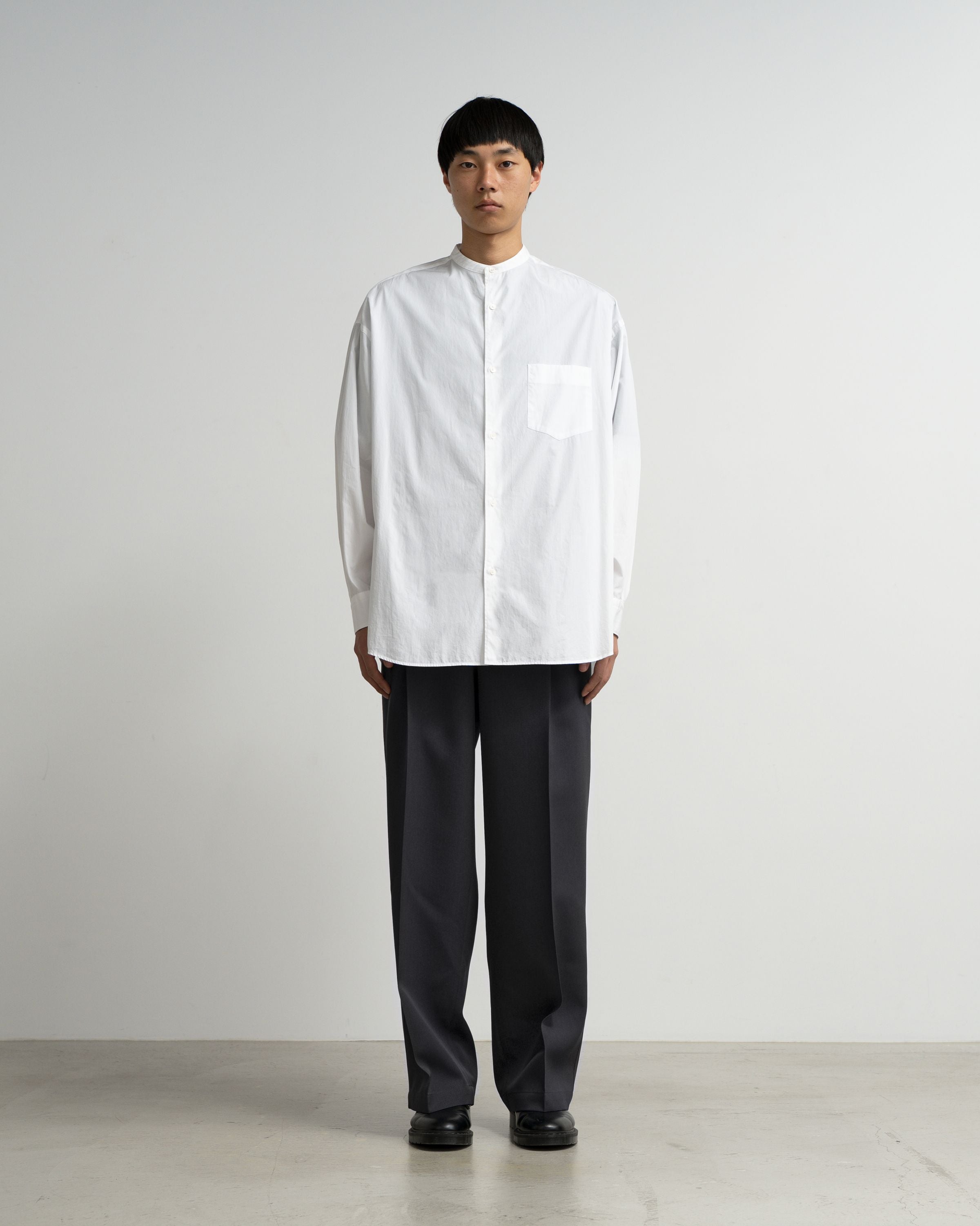 トップス Broad L/S Oversized Band Collar Shirt Graphpaper-Broad L/S Oversized Band Collar Shirt