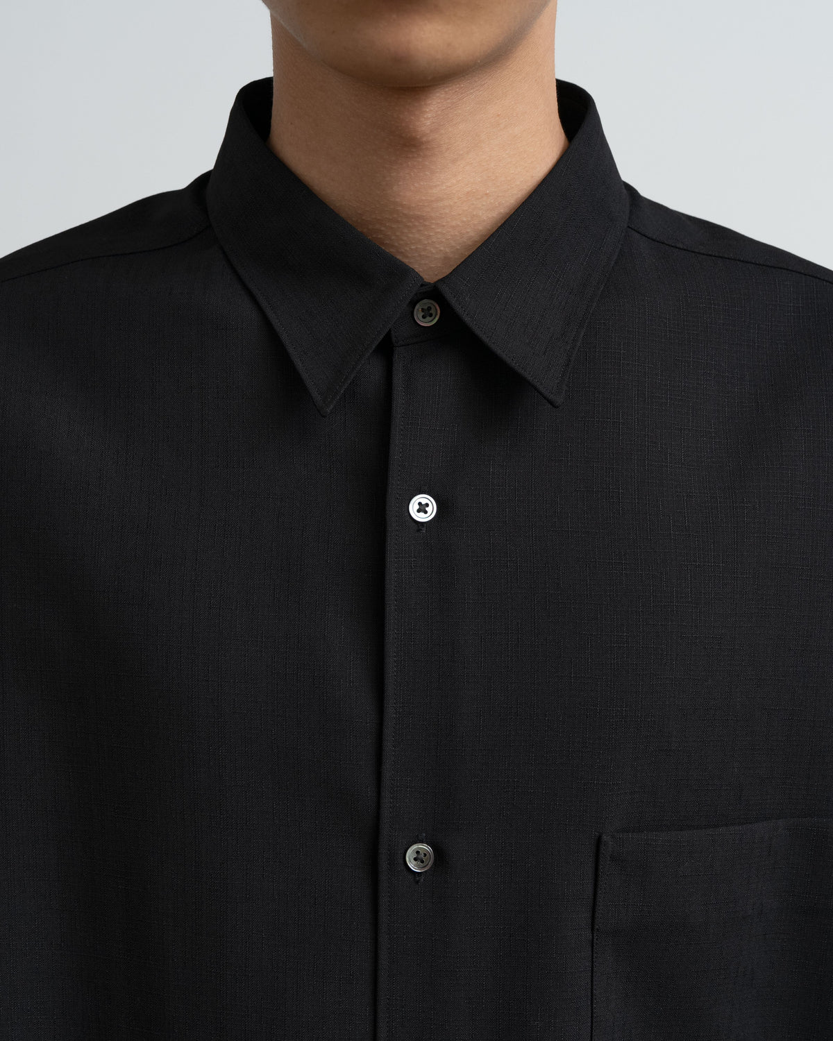 Wool Hopsack L/S Oversized Regular Collar Shirt